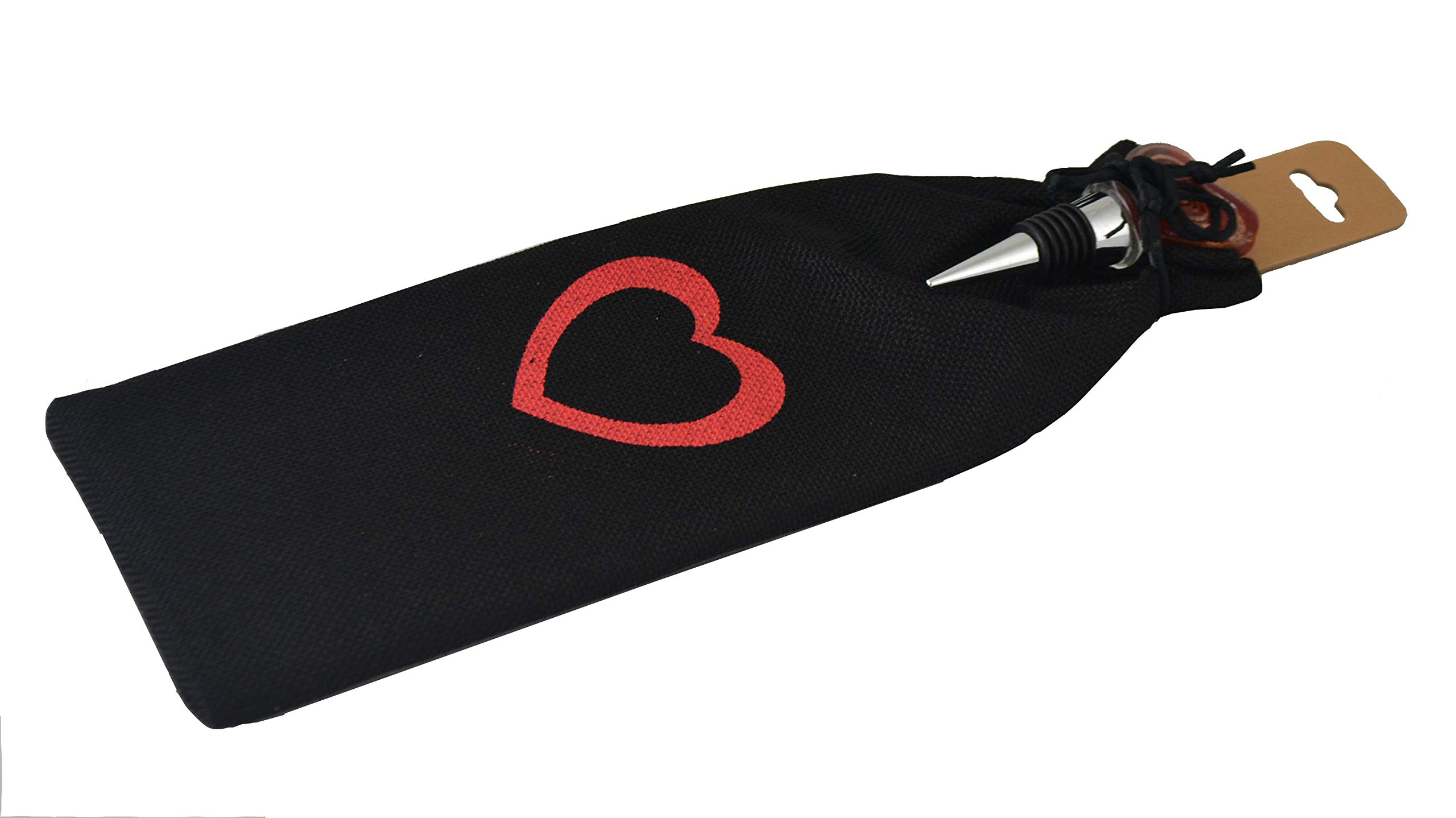 Elegant Metal Heart Wine Bottle Stopper with Gift Bag Set - Perfect for Weddings, Anniversaries & Romantic Gifts - Keeps Wine Fresh in Style