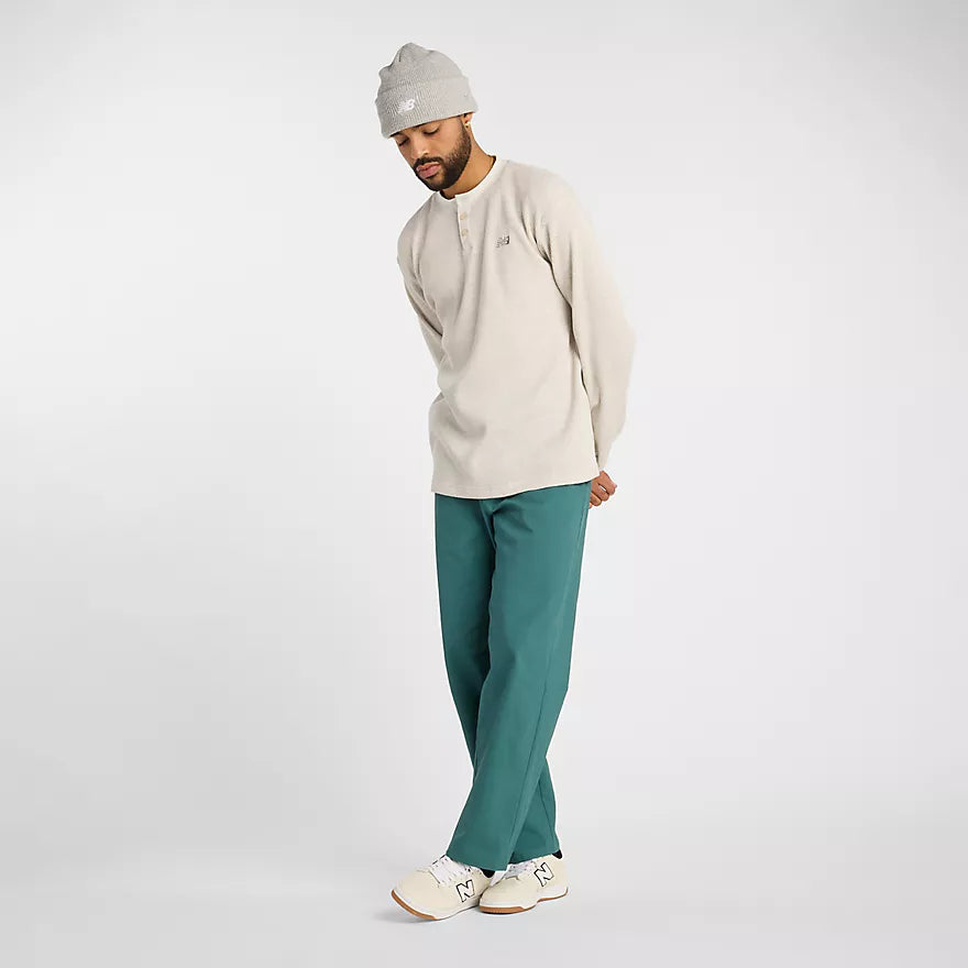 New Balance Waffle Knit Long Sleeve Henley Shirt for Men - Comfortable Casual Wear for Running, Gym & Everyday Outfits