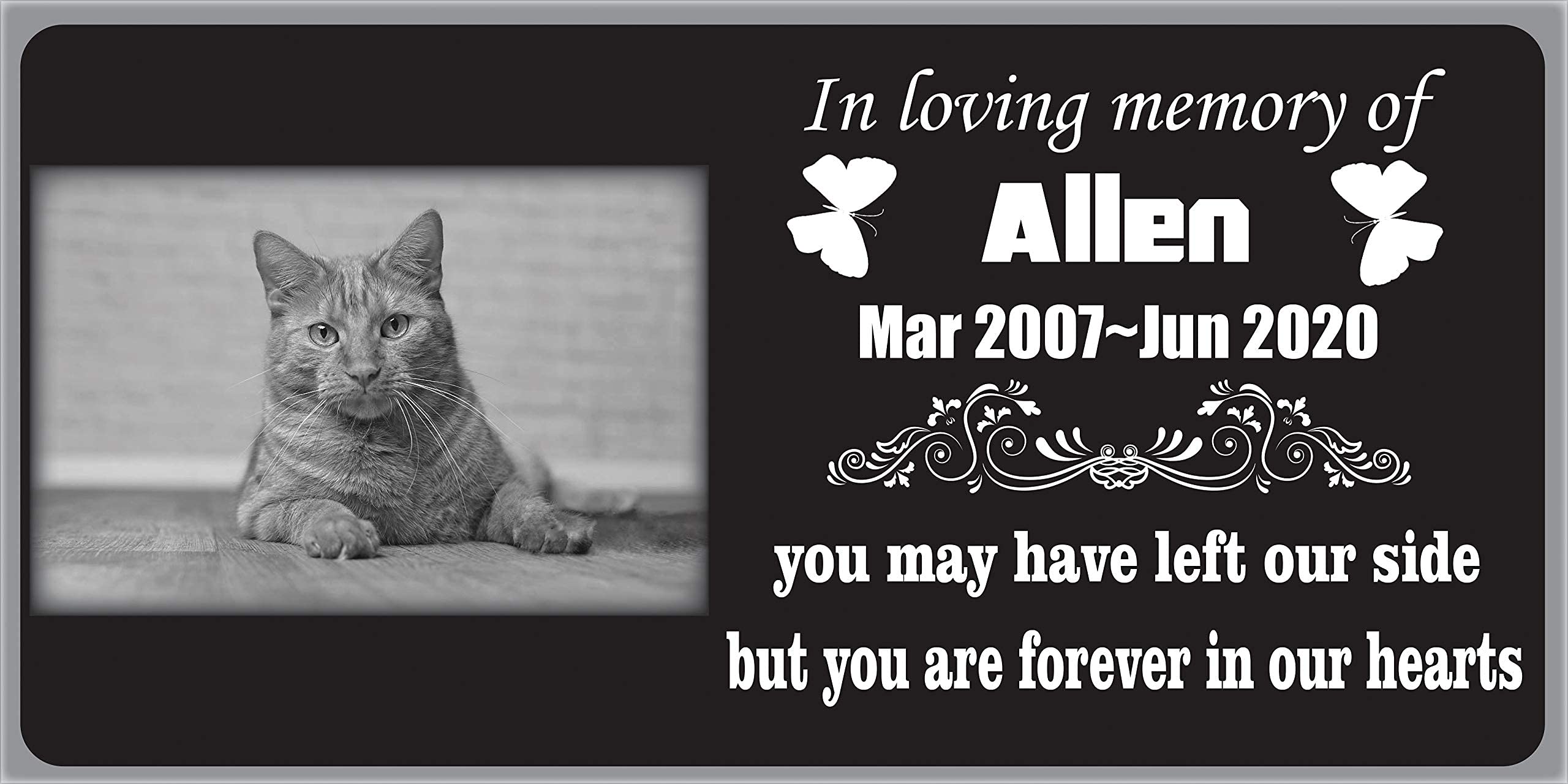 Custom Pet Memorial Stone - Personalized Cat Grave Marker for Indoor & Outdoor Garden Decor