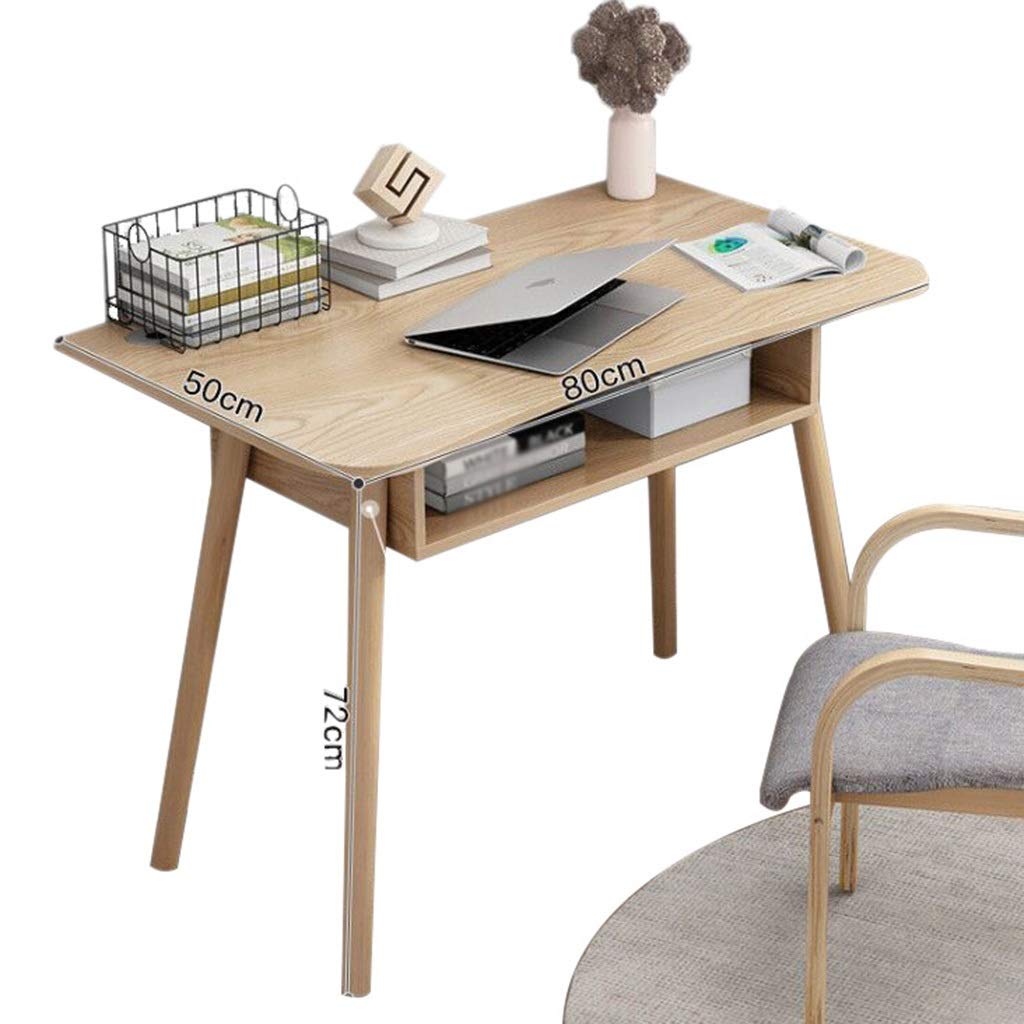 Modern Solid Wood Computer Desk with Shelves & Drawers - 80x50x72cm Home Office Desk for Study, Workstation, Bedroom - Natural Wood Writing Table for Students & Professionals - Perfect for Small Spaces & Home Offices