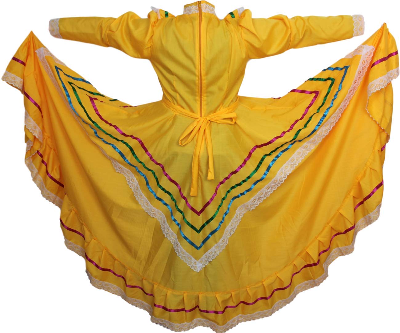 Authentic Mexican Jalisco Dress - Traditional Folklorico Costume for Women (Size S, Vibrant Yellow) | Perfect for Cinco de Mayo, Fiesta, Dance Performances & Cultural Events