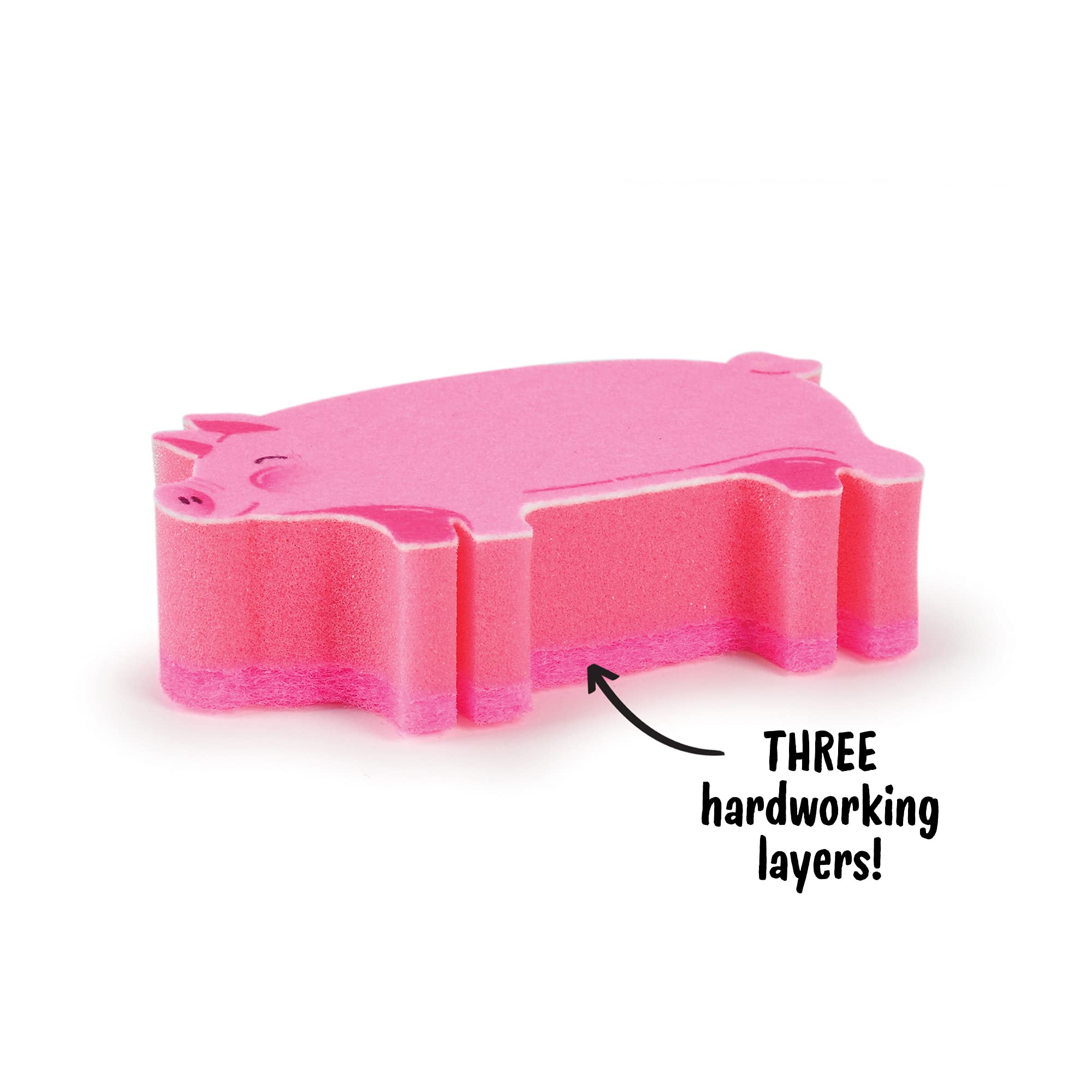 Genuine Fred Pigsty Kitchen Sponges - Set of 2 Pink Non-Scratch Cleaning Sponges for Dishes, Countertops & Sinks (5286340) - Perfect for Daily Kitchen Cleaning & Dishwashing