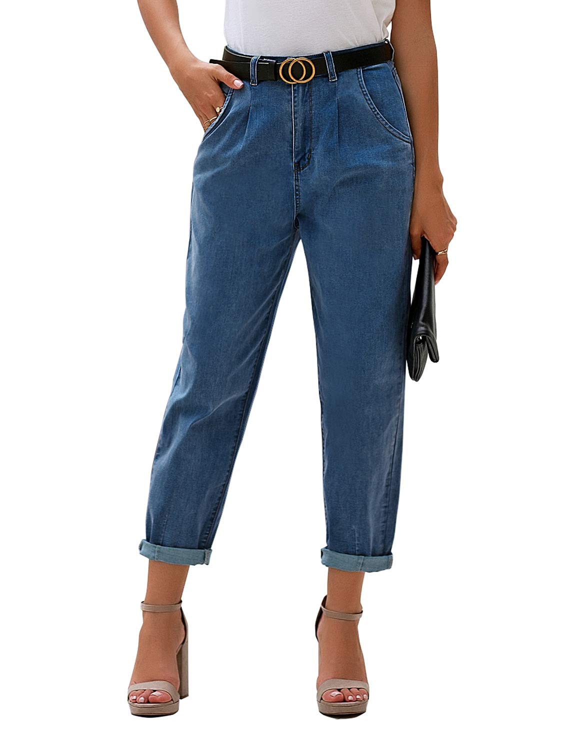 Luvamia Women's High Waisted Mom Jeans - Stretchy Loose Fit Denim Pants for Casual & Everyday Wear | Trendy Comfortable Jeans for Women