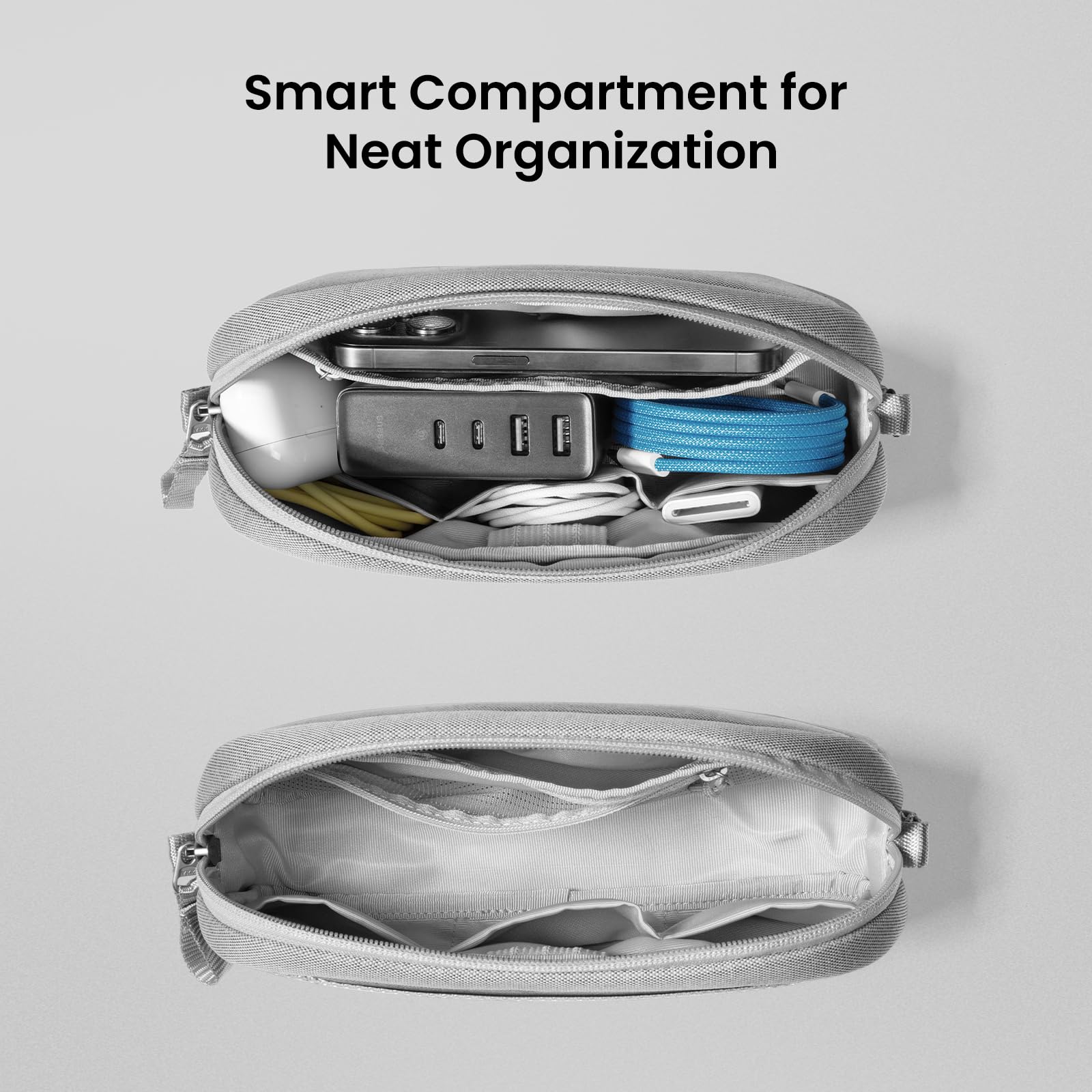 tomtoc Waterproof Electronics Organizer Travel Case - Tech Pouch for Cables, Phone, AirPods, USB Drive & Daily Essentials | Perfect for Business Travel, Commuting & Digital Nomad Lifestyle