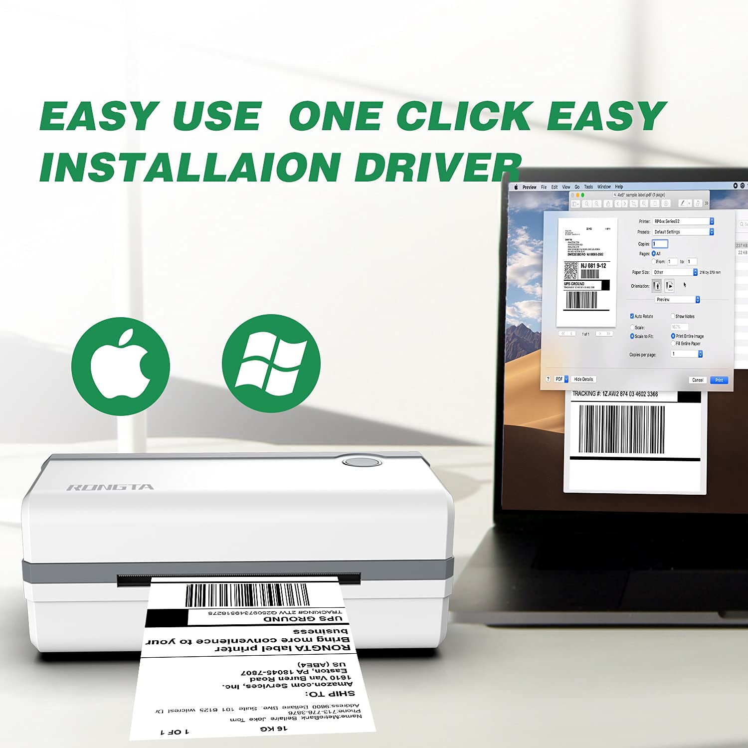 Rongta RP420 4x6 Thermal Shipping Label Printer - Commercial Desktop Barcode Printer for Small Business | Compatible with Amazon, USPS, Canada Post, eBay, Etsy, Shopify | Perfect for E-commerce Packaging & Warehouse Labeling