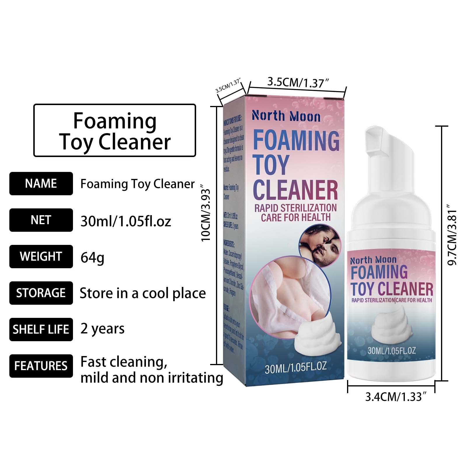 **Gentle Foam Cleaner for Adult Toys - 30ml Mild & Non-Irritating Toy Decontamination Solution | Safe for Sensitive Skin & Silk Masks | Perfect for Post-Use Cleaning & Acne-Prone Skin Care**
