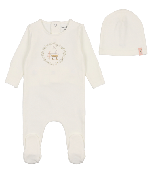 BEE & DEE Baby Cradle Footie with Beanie Set - Soft Cotton Newborn to 9 Months Outfit (1M-9M) | Perfect for Photoshoots, Baby Showers & Cozy Winter Wear