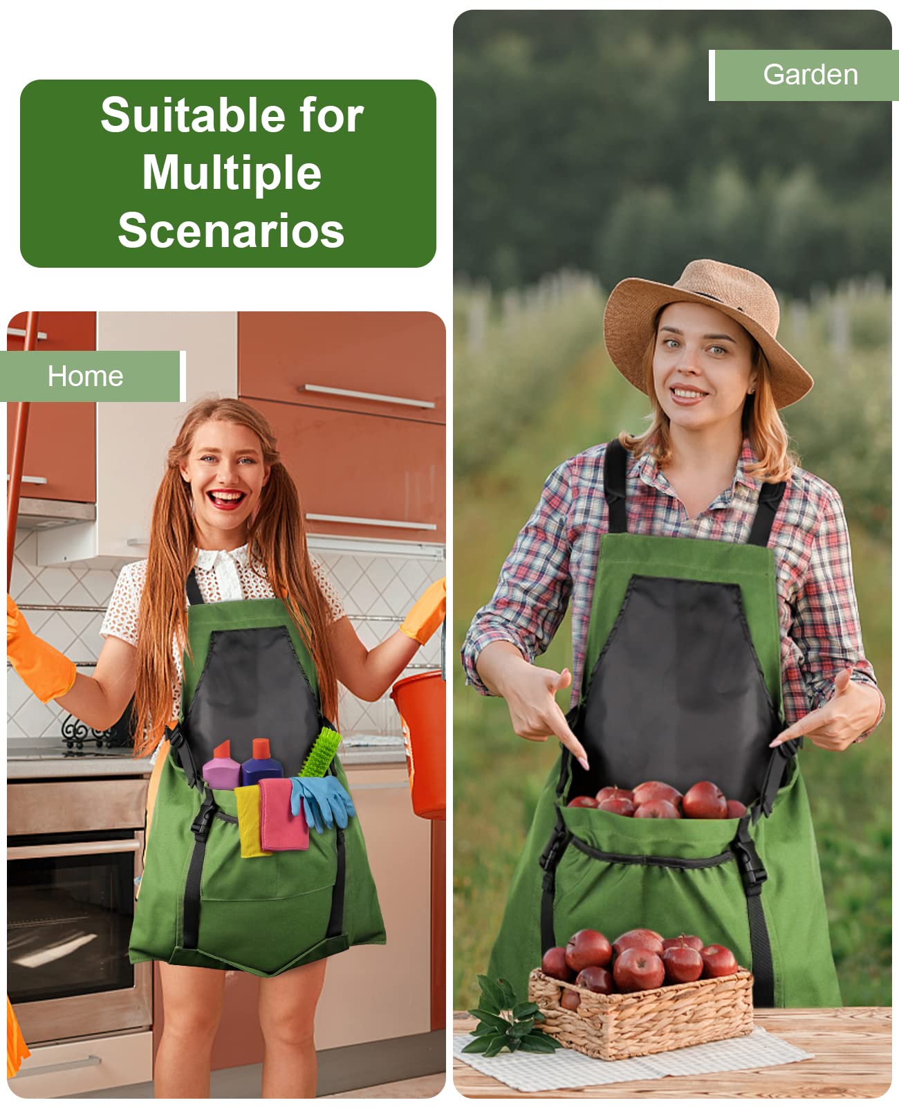 Best Gardening Apron with Quick-Release Pockets - Water-Resistant Harvesting Apron for Women & Men - Perfect for Vegetable Picking, Flower Arranging & Outdoor Gardening Activities