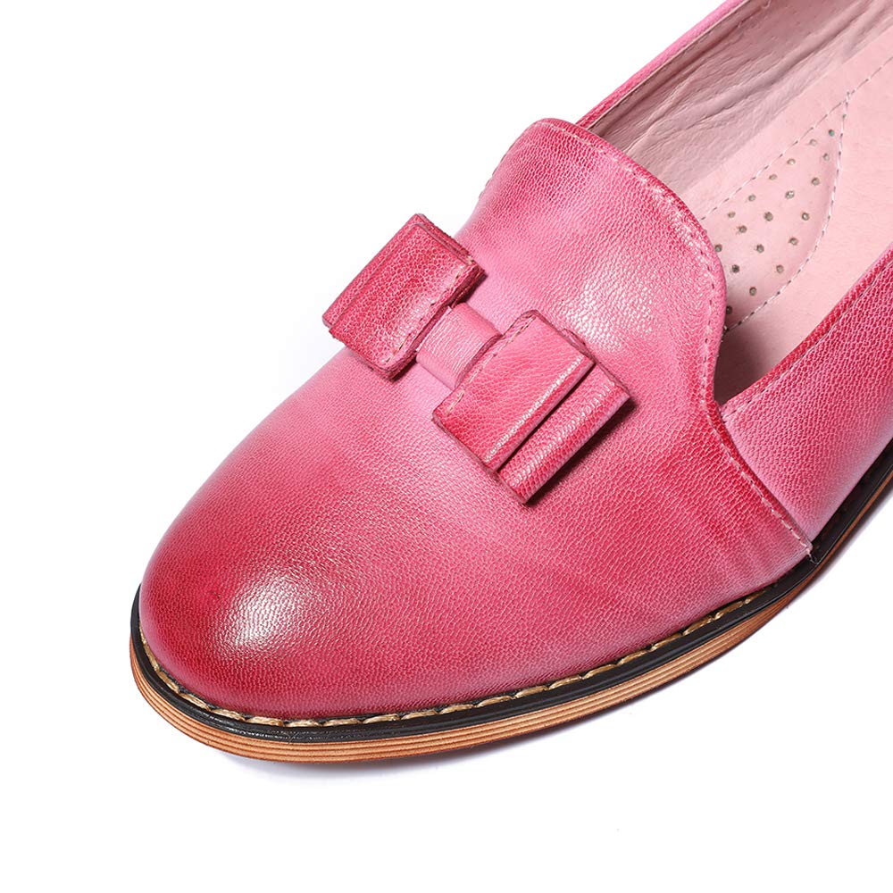Women's Leather Bow Penny Loafers - Business Casual Slip-On Flats for Office Work | Comfortable & Stylish Ladies Shoes for Professional Wear & Daily Commute