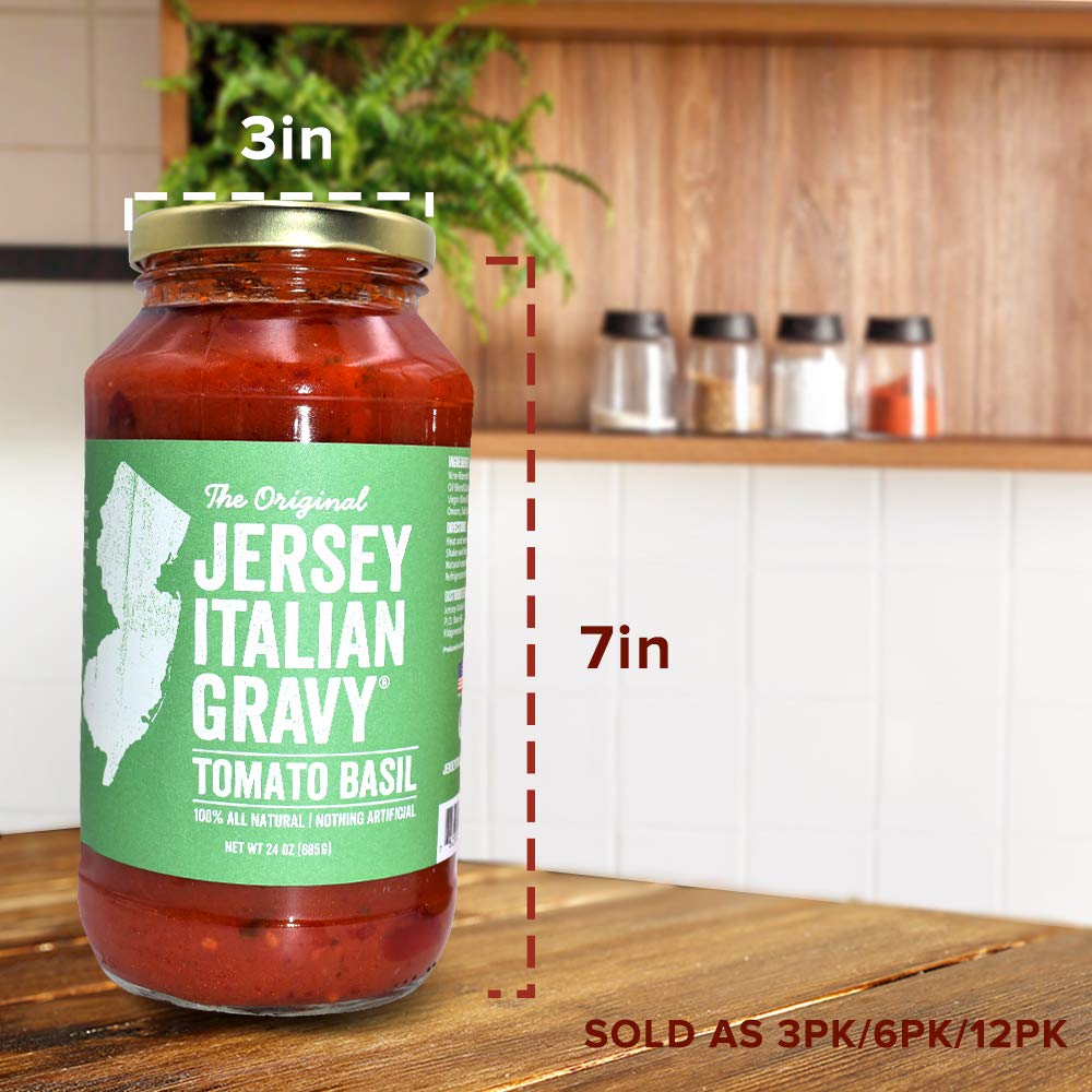Authentic Italian Tomato Basil Pasta Sauce - 24 OZ Jar (12 Pack) | All Natural, Vegan Friendly Gourmet Gravy | No Artificial Ingredients | Perfect for Pasta, Pizza, Lasagna & Italian Cooking