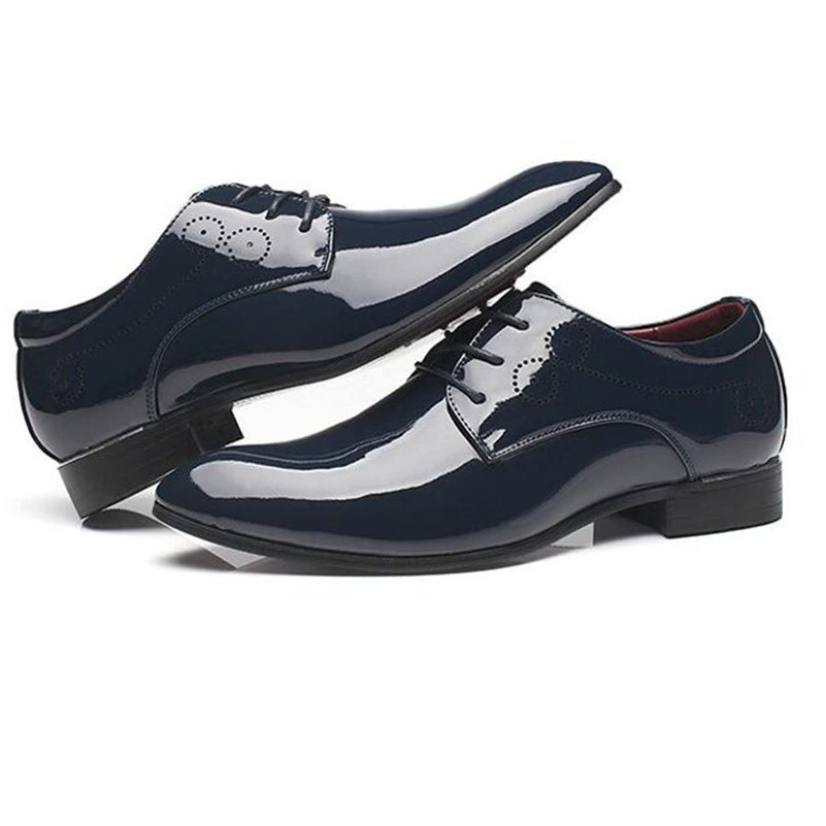 Men's Fashion Patent Leather Wedding Shoes - Pointed Toe Dress Oxfords for Formal Events, Parties & Prom - Comfortable Elegant Wedding Attire Shoes for Groom, Bridegroom & Special Occasions