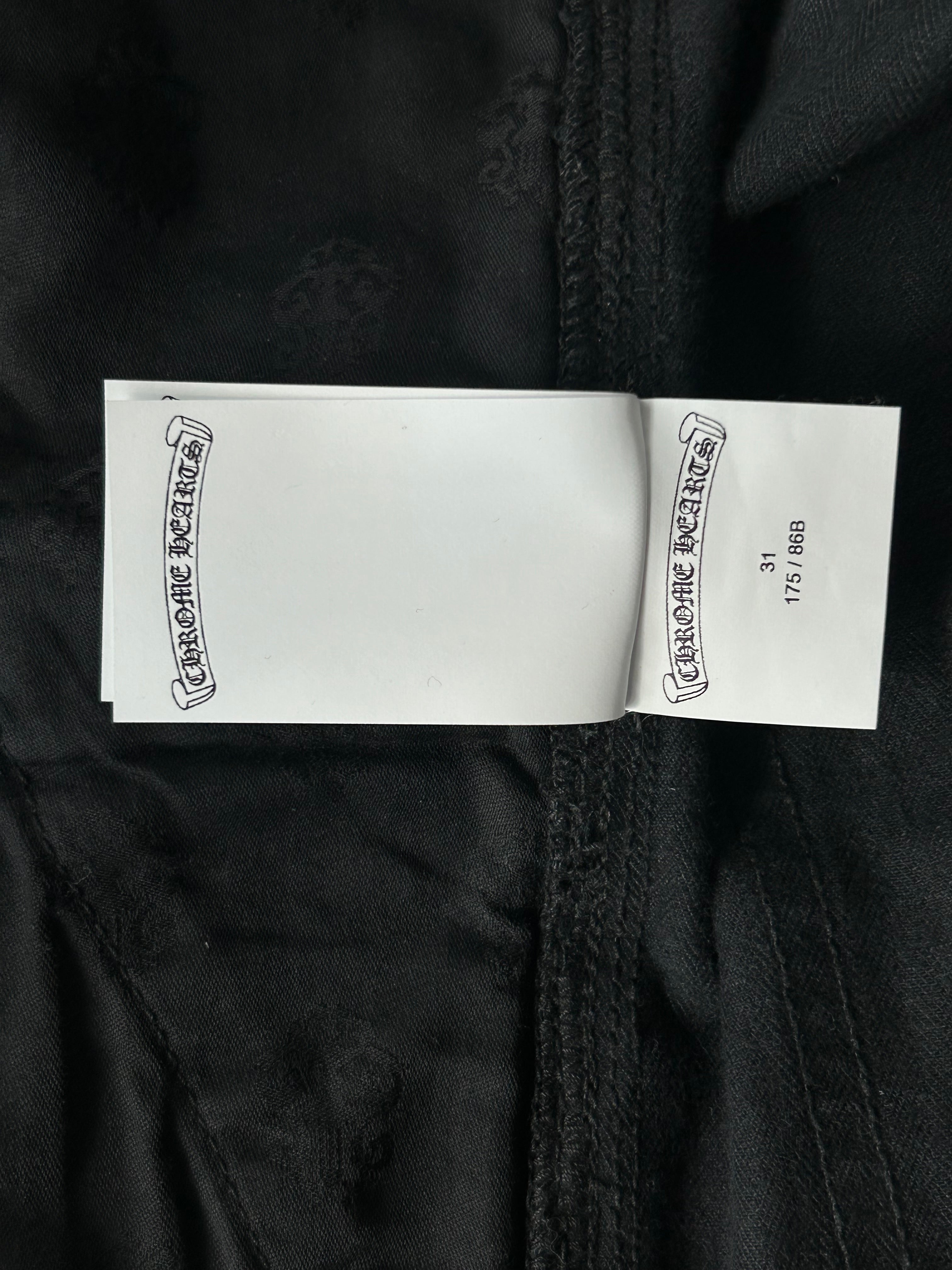 Chrome Hearts Black & White Carpenter Pants for Men - High Quality Denim Work Pants with Adjustable Waist - Perfect for Construction, Workwear & Street Style Fashion