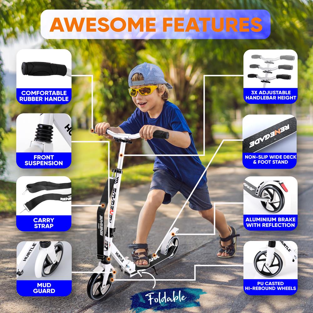 Foldable Kick Scooter for Adults & Teens - Lightweight & Portable Commuter Scooter - Perfect for Urban Travel, Campus, Parks & Daily Commute