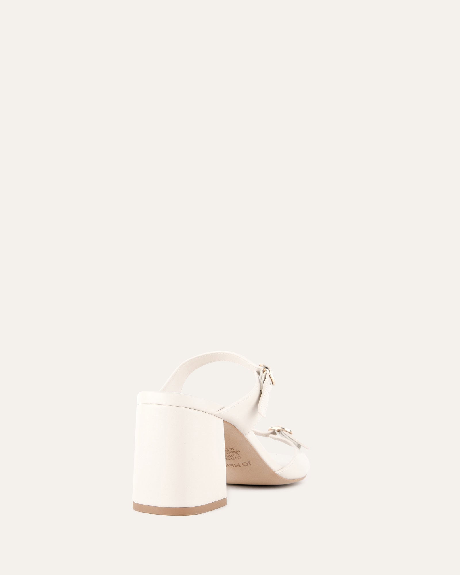 SPENCER Women's Mid Heel Sandals - Off White Genuine Leather Comfortable Summer Shoes for Beach, Wedding & Casual Outfits