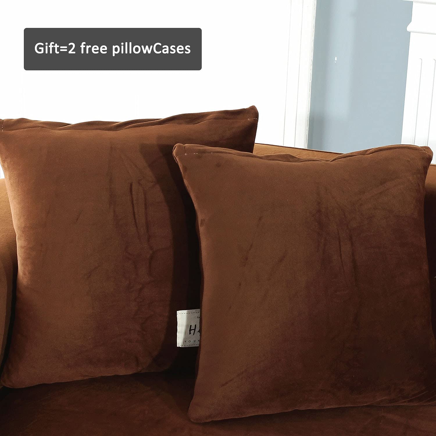 Stretch L-Shaped Sectional Sofa Slipcover - 3 Cushion Couch Cover for Living Room, Chaise Lounge Protector for Pets & Kids (Coffee, 2+4 Seat) - Perfect for Family Gatherings & Pet-Friendly Homes
