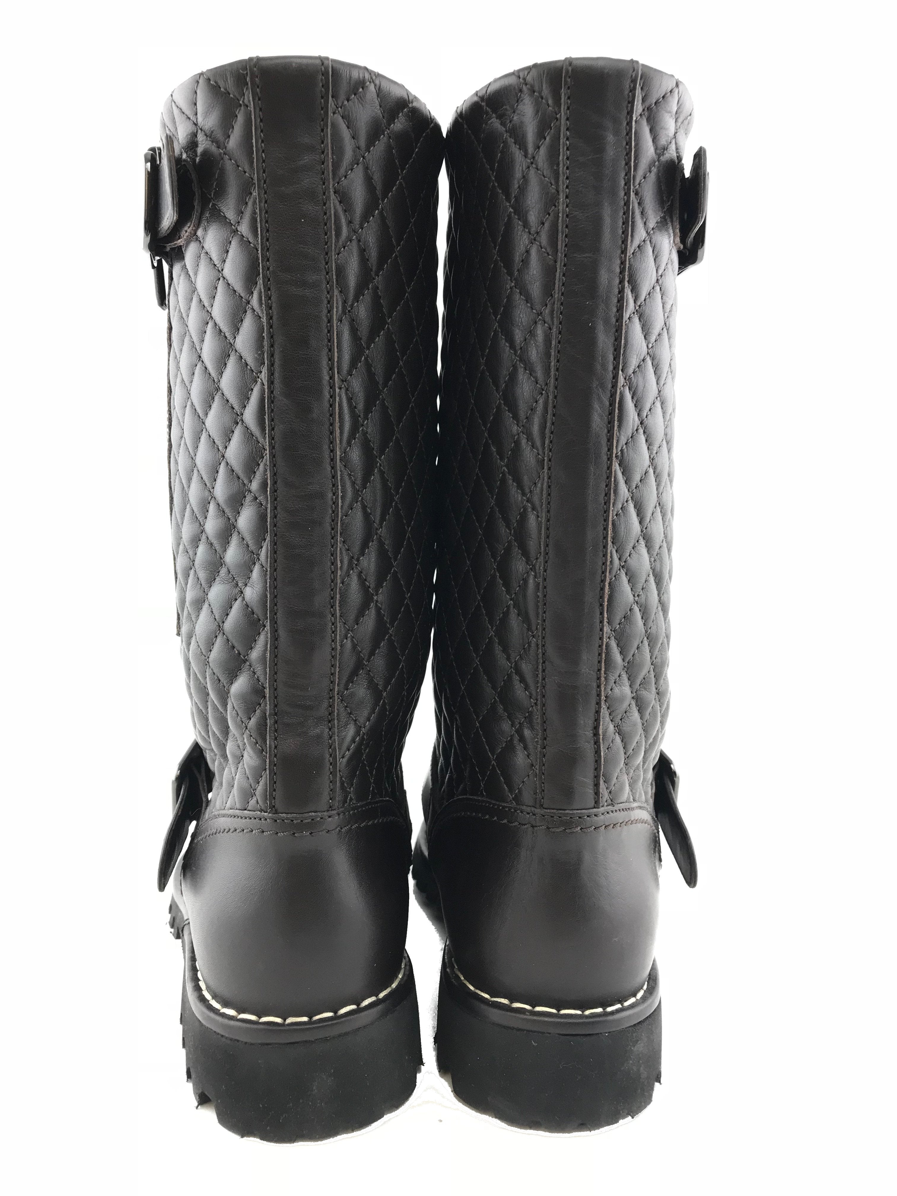 Chanel Quilted Leather Mid-Calf Boots Women's Size 9 US - Luxury Fashion Ankle Boots for Winter, Fall & Evening Outfits