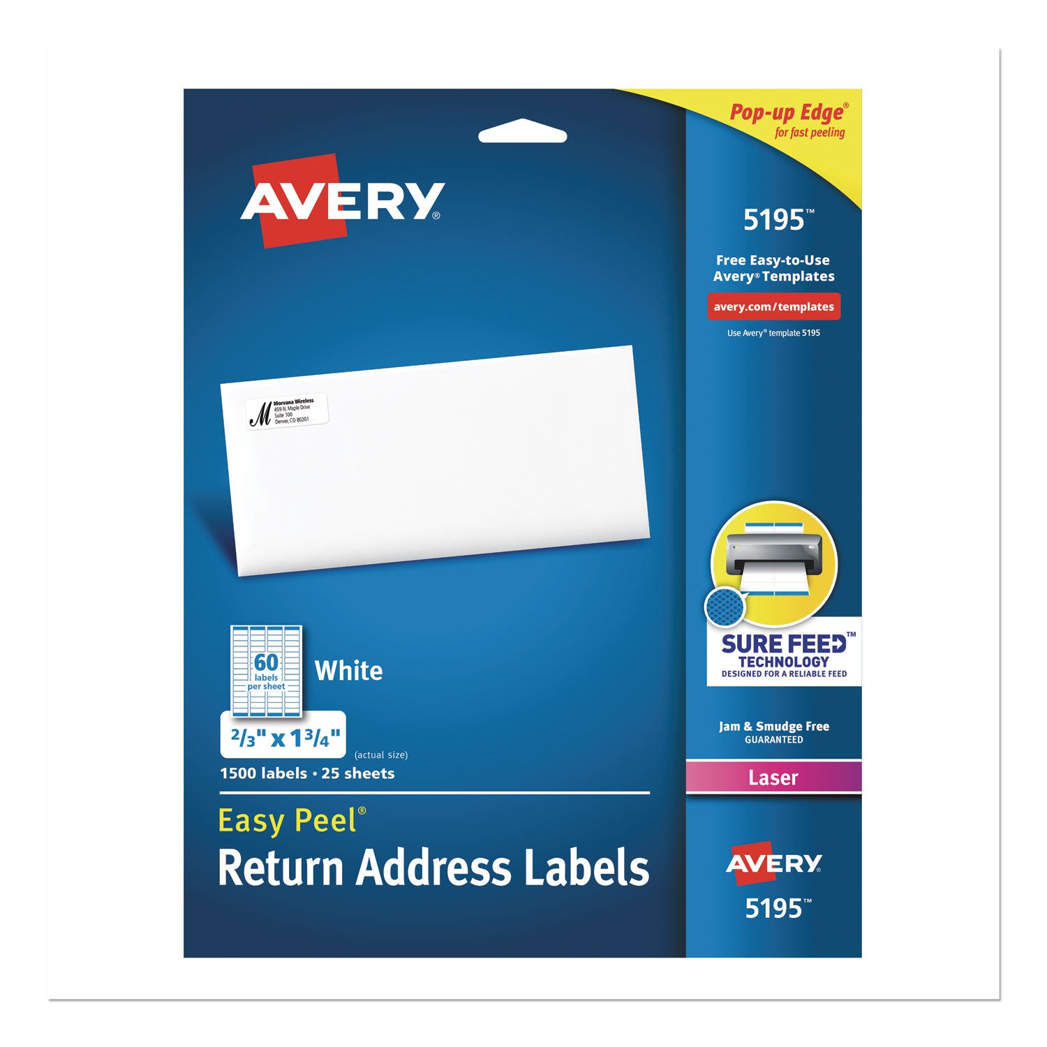 Avery® Easy Peel White Address Labels with Sure Feed Technology for Laser Printers - 0.66