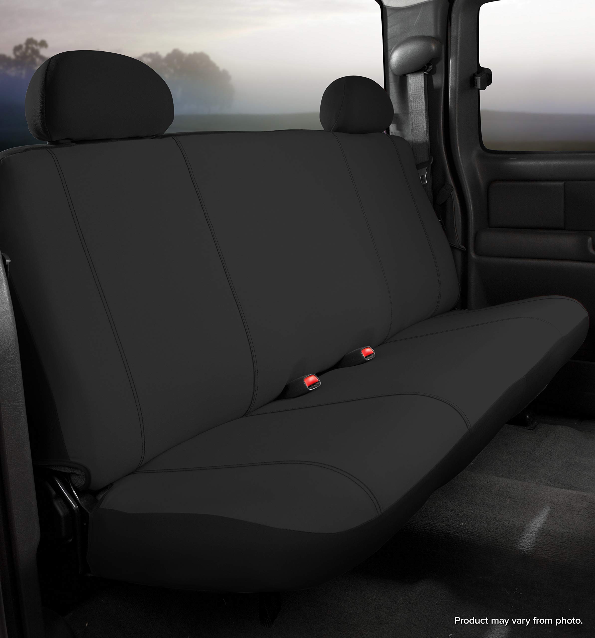 Fia SP82-78 Black Custom Fit Rear Seat Cover Bench Seat - Durable Polyester Car Seat Protector for Trucks, SUVs & Vans - Perfect for Pets, Kids & Spills Protection (Black)