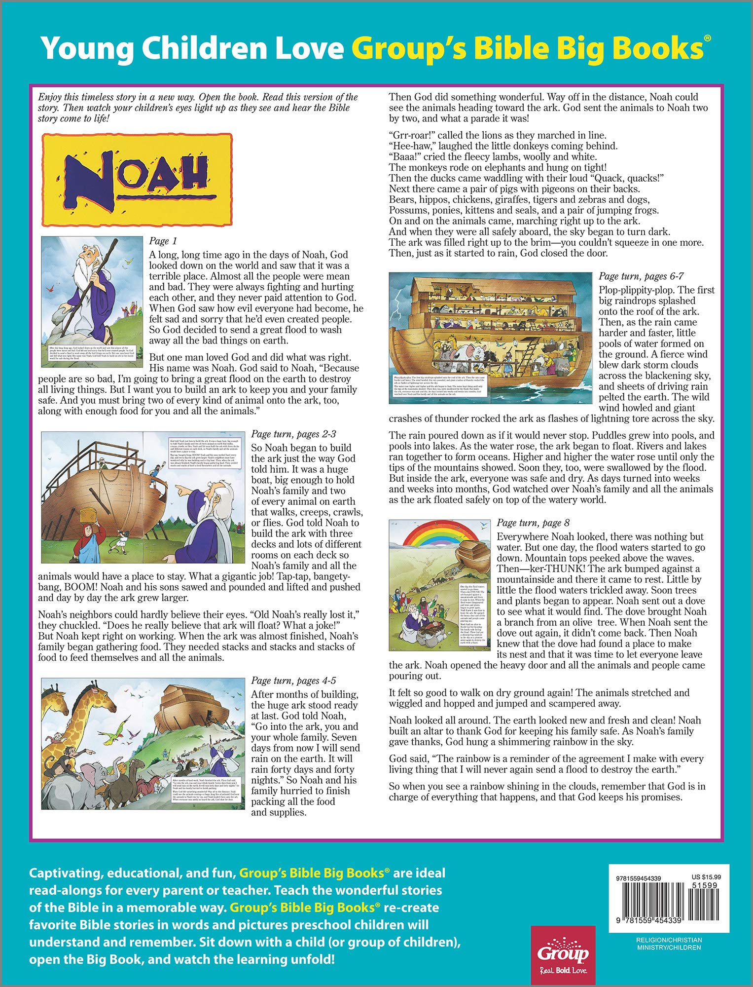 Noah's Ark Bible Story Big Book - Large Print Christian Children's Book for Sunday School & Homeschooling | Religious Education & Family Storytime