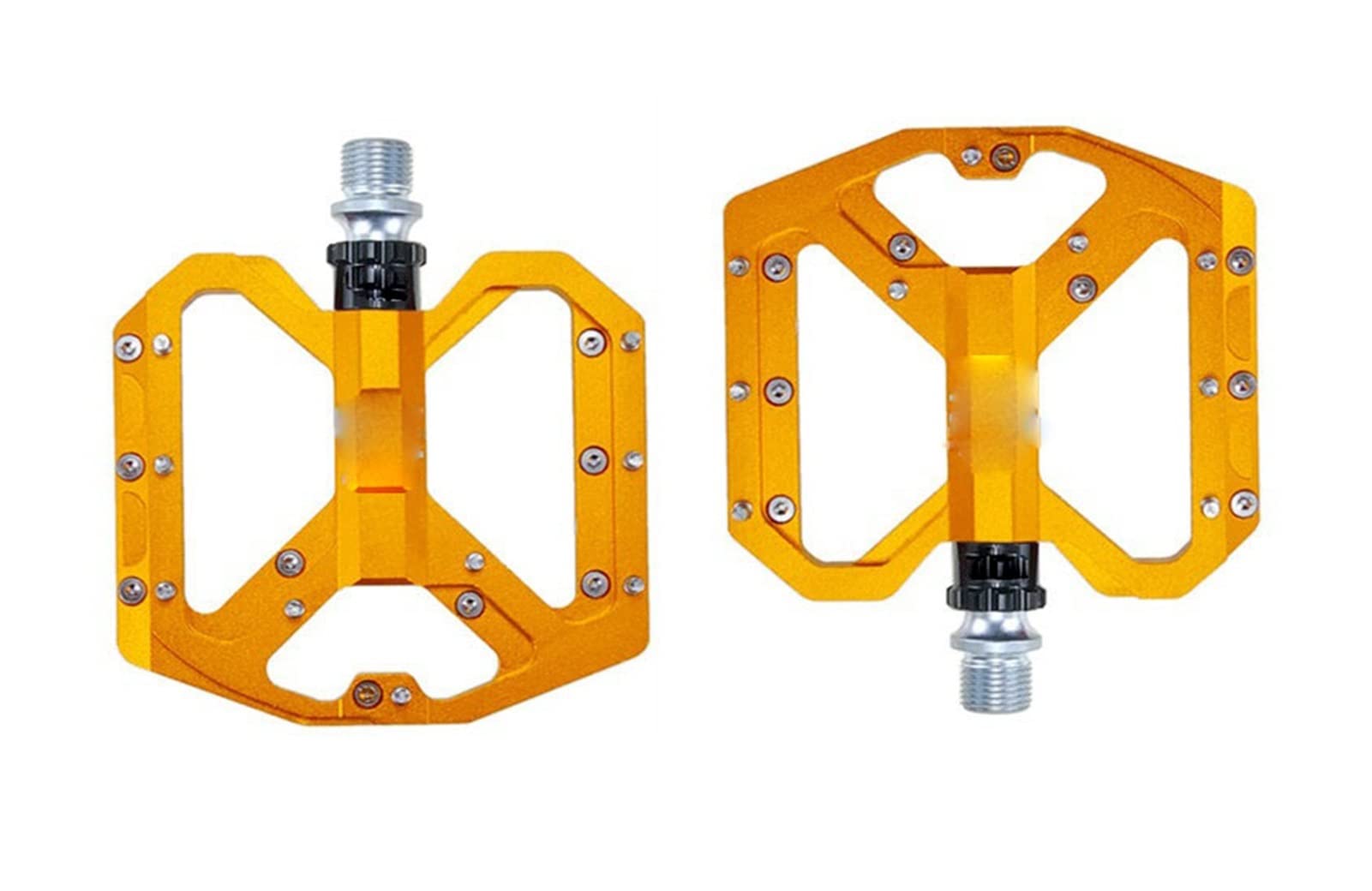 FIVENUM Ultra Light MTB Bike Pedals - CNC Aluminum Alloy Flat Pedals with 3 Sealed Bearings & Anti-Skid Surface for Mountain Biking (Golden) - Perfect for Trail Riding, Commuting & Cycling Adventures