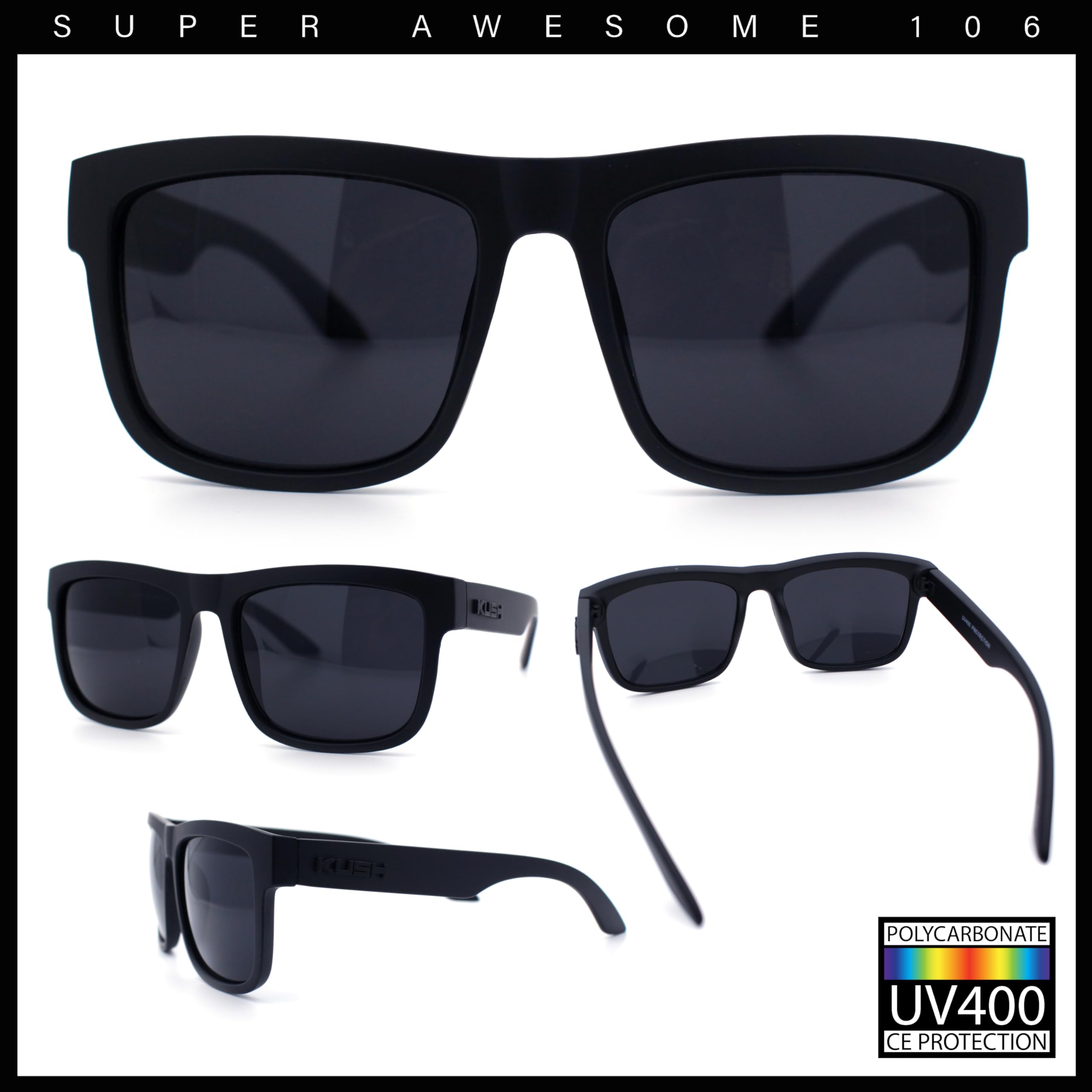 Kush Men's All Black Gangster Oversize Horn Rim Cholo Sunglasses for Hip Hop Fashion & Streetwear Style | UV Protection Retro Shades for Men