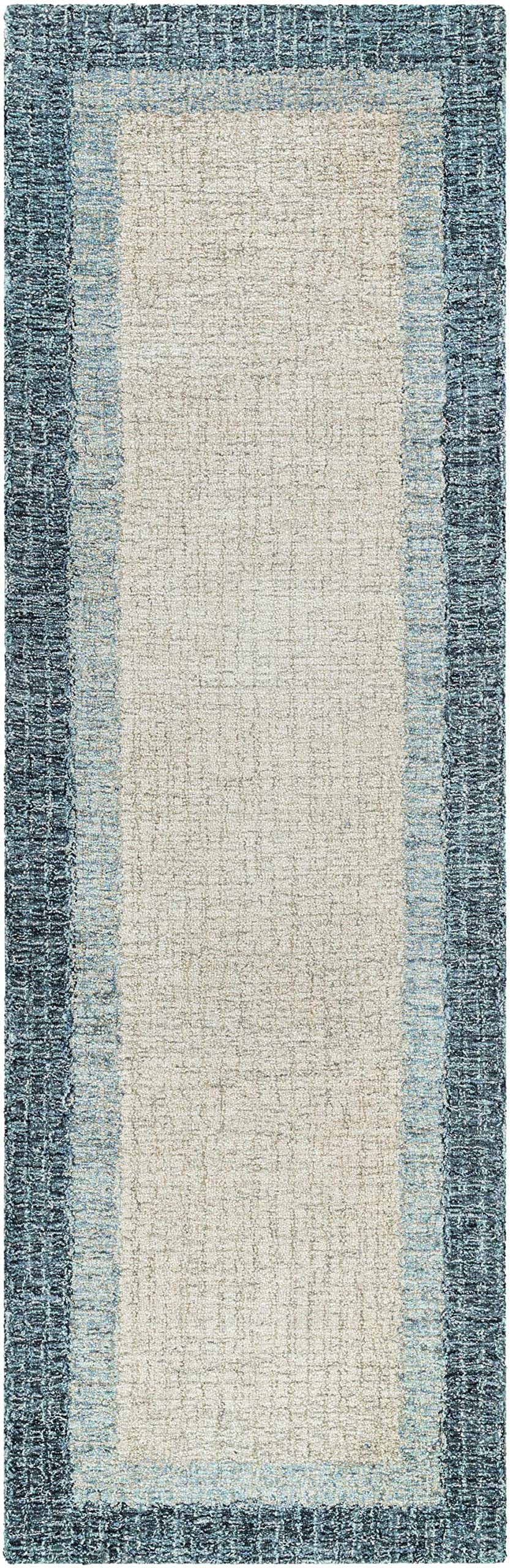 Modern Hauteloom Padada Wool Area Rug for Living Room & Bedroom - Soft Beige & Blue - 8'10