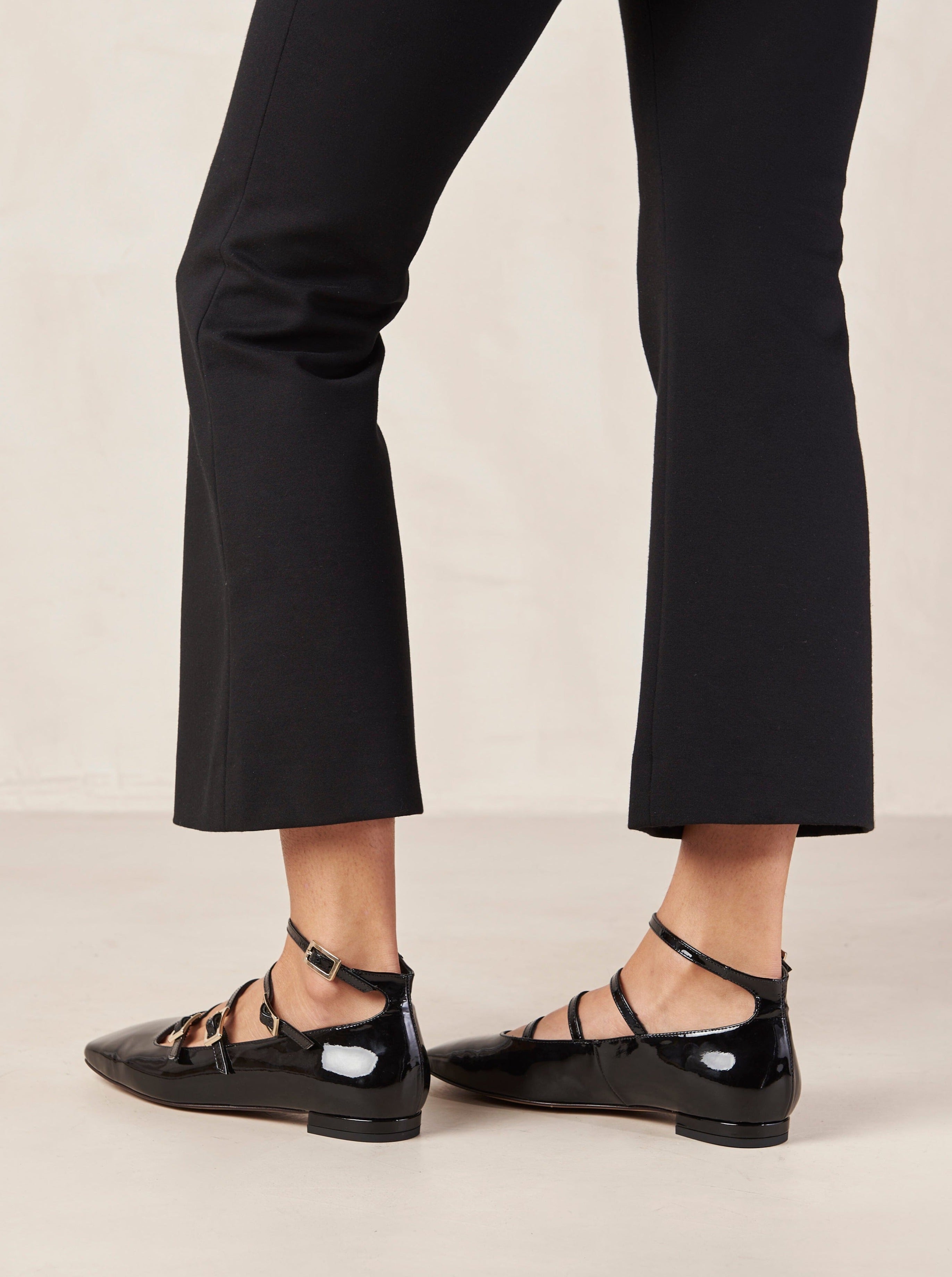 Luke Onix Black Leather Ballet Flats for Women - Comfortable & Stylish Slip-On Shoes for Work, Office, and Casual Wear