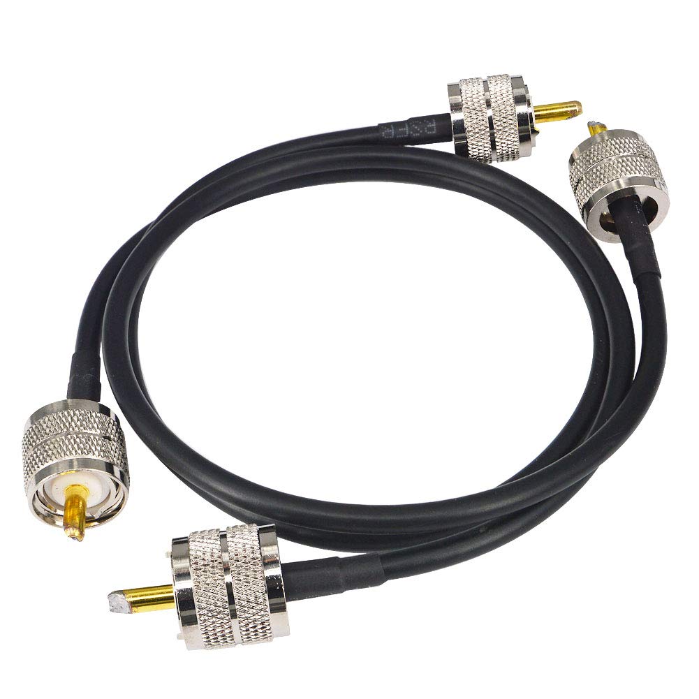 YILIANDUO CB Radio Antenna Cable PL259 UHF Male to Male RG58 Coax Jumper Cable 50CM (Pack of 2) - Compatible with CB, VHF, UHF Ham Radios, PMR, Wireless LAN, SWR Meters & Linear Amplifiers - Perfect for Radio Communication, Signal Testing & Wireless Networking