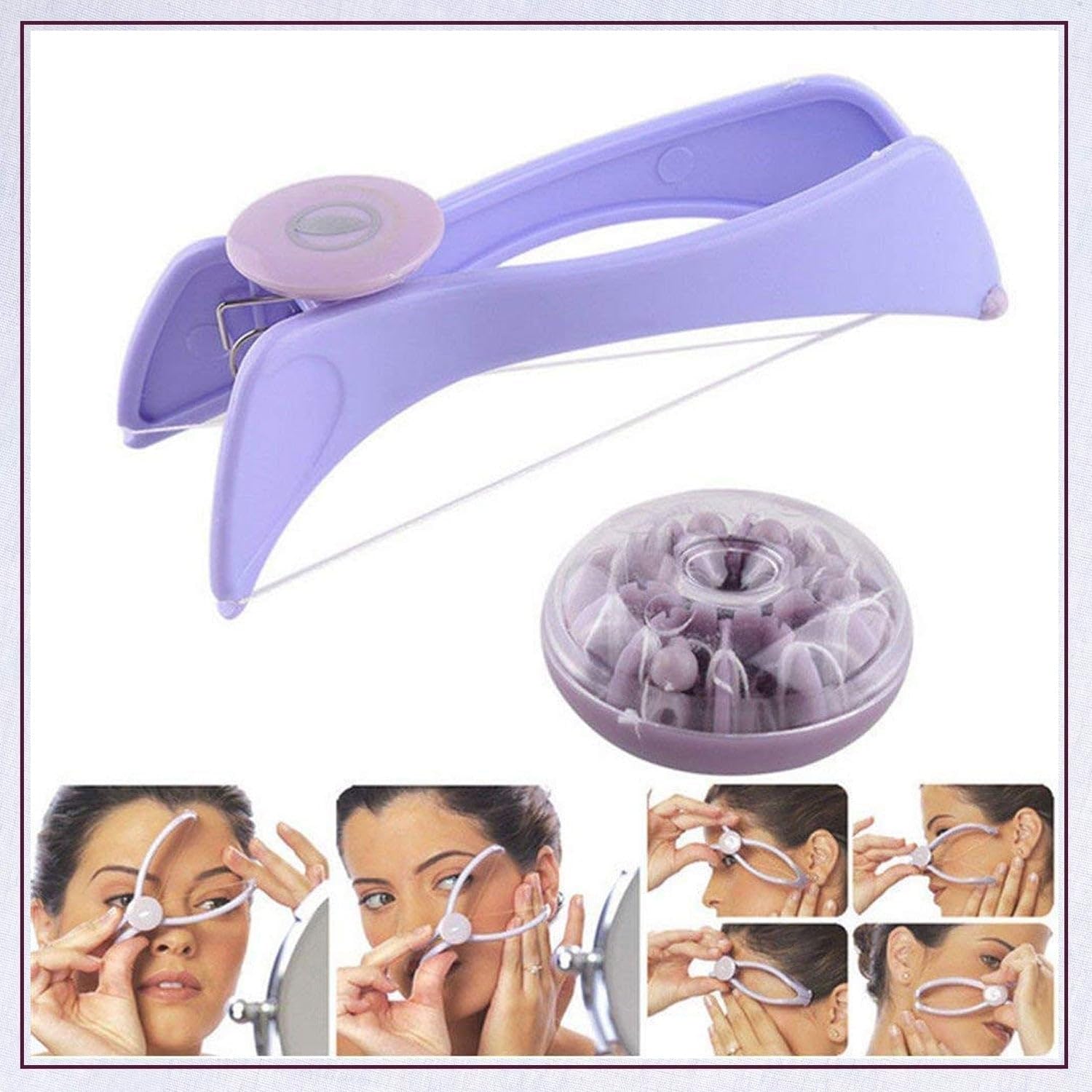 SLIQUE Painless Eyebrow Threading Kit - Upper Lip, Face & Body Hair Remover with Manual Tweezers & Shaver System | At-Home Hair Removal for Smooth Skin | Perfect for Eyebrow Shaping, Facial Hair Removal & Body Grooming
