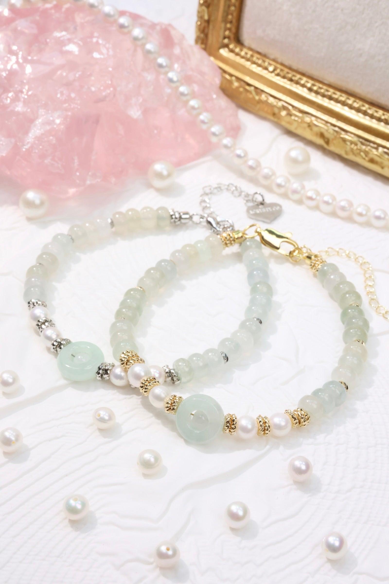 Pearls & Gems Mint Green Button Bracelet for Women - Elegant Beaded Jewelry Gift for Birthday, Anniversary & Special Occasions | Perfect for Parties, Weddings & Everyday Wear