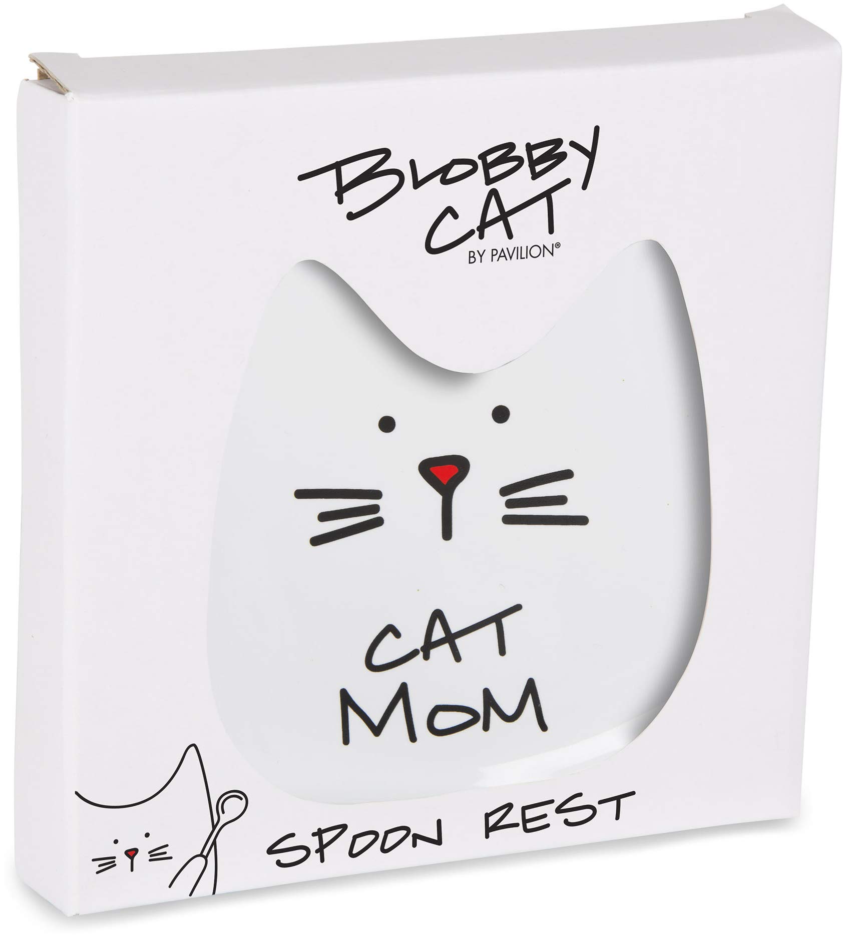 Blobby Cat Spoon Rest - 5 Inch White Ceramic Cat Mom Gift for Kitchen & Dining | Perfect for Cat Lovers, Tea Time & Cozy Home Decor