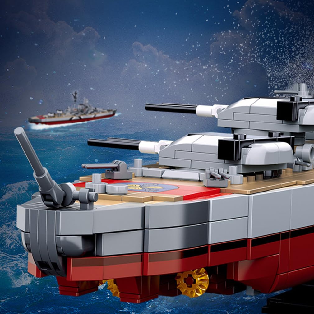 BAUNKO WWII Military Battleship Building Blocks - Bismarck Warship Model Kit, Construction Toy for Kids & Adults | Perfect for History Enthusiasts, STEM Learning & Collector Displays