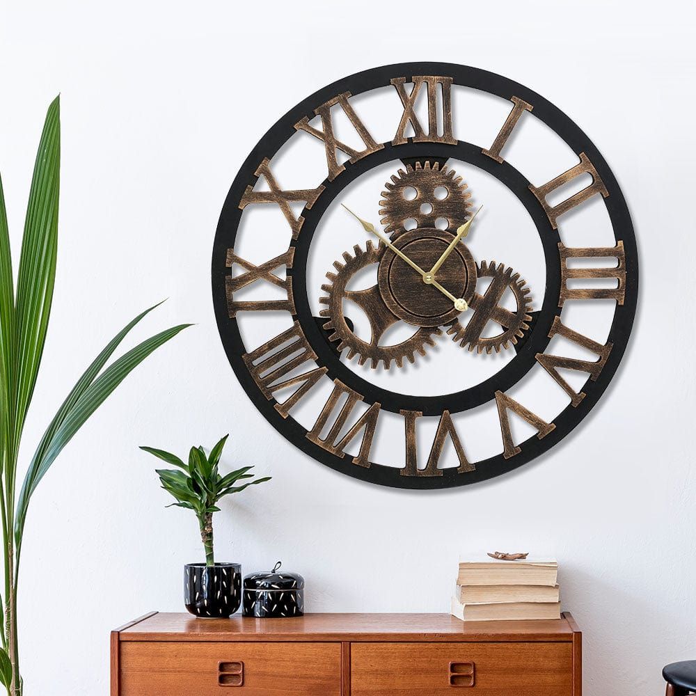 Artiss 60CM Large Vintage Wall Clock - Modern Luxury Home Decor, Black - Perfect for Living Room, Bedroom & Office Decoration