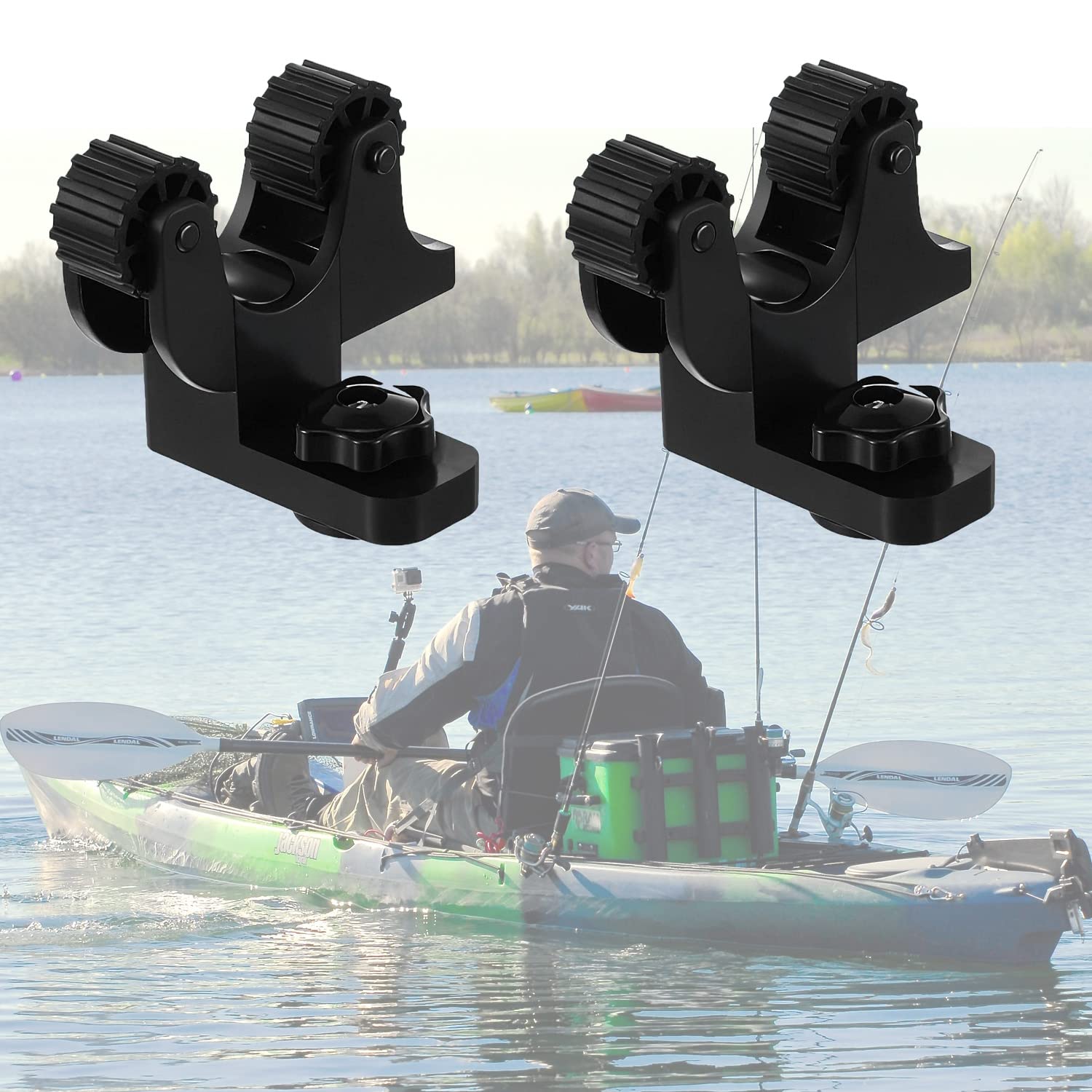 2PCS Kayak Paddle Holder - Track Mount Accessories for Fishing Kayaks | Secure Oar Storage | Perfect for Kayak Fishing & Water Sports Gear Organization