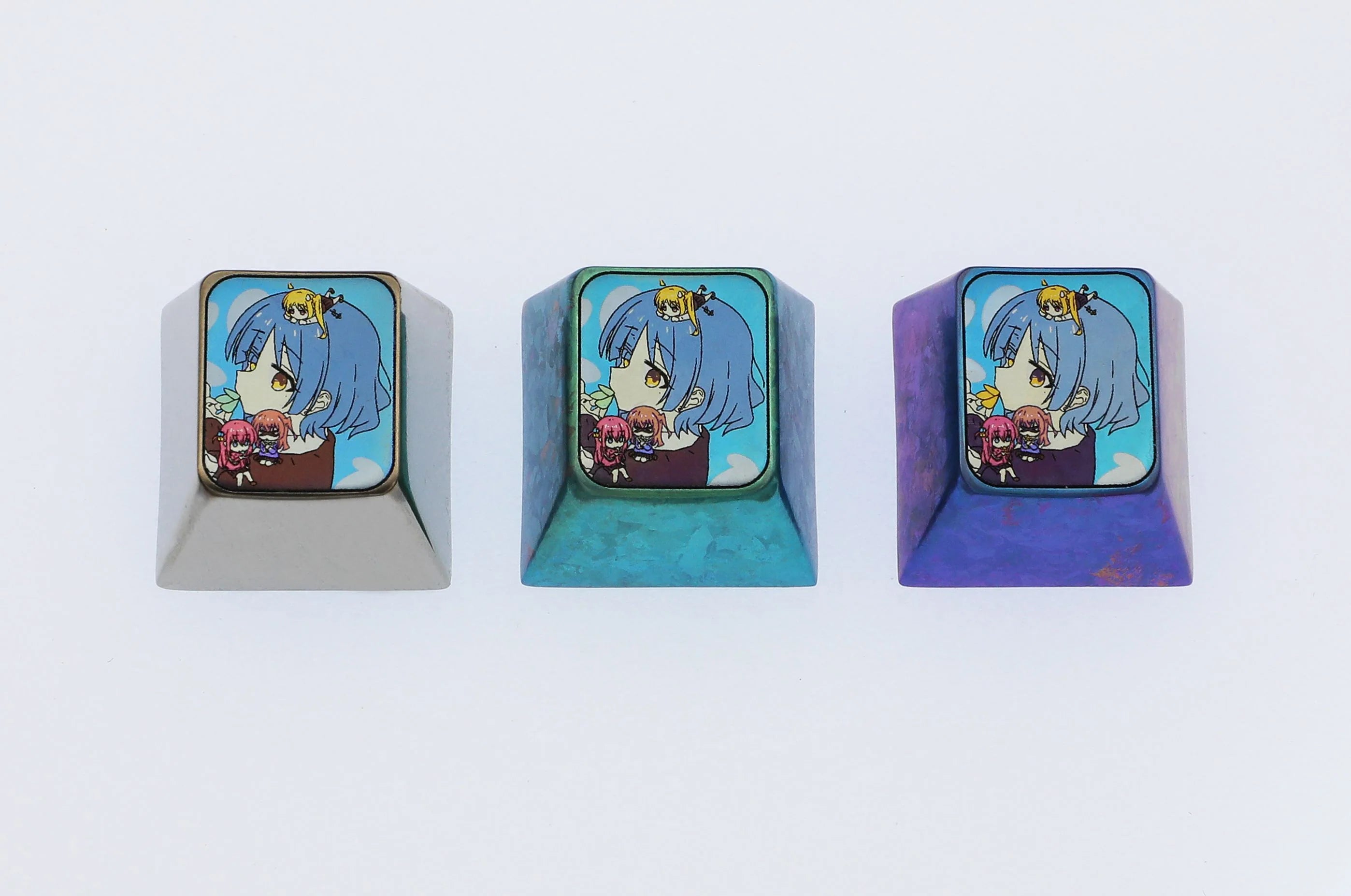 Bocchi The Rock! Yamada Ryo Themed 1U Color Titanium Alloy Carved Keycaps - Custom Mechanical Keyboard Keycaps for Gaming & Typing - Perfect for Anime Fans & PC Enthusiasts