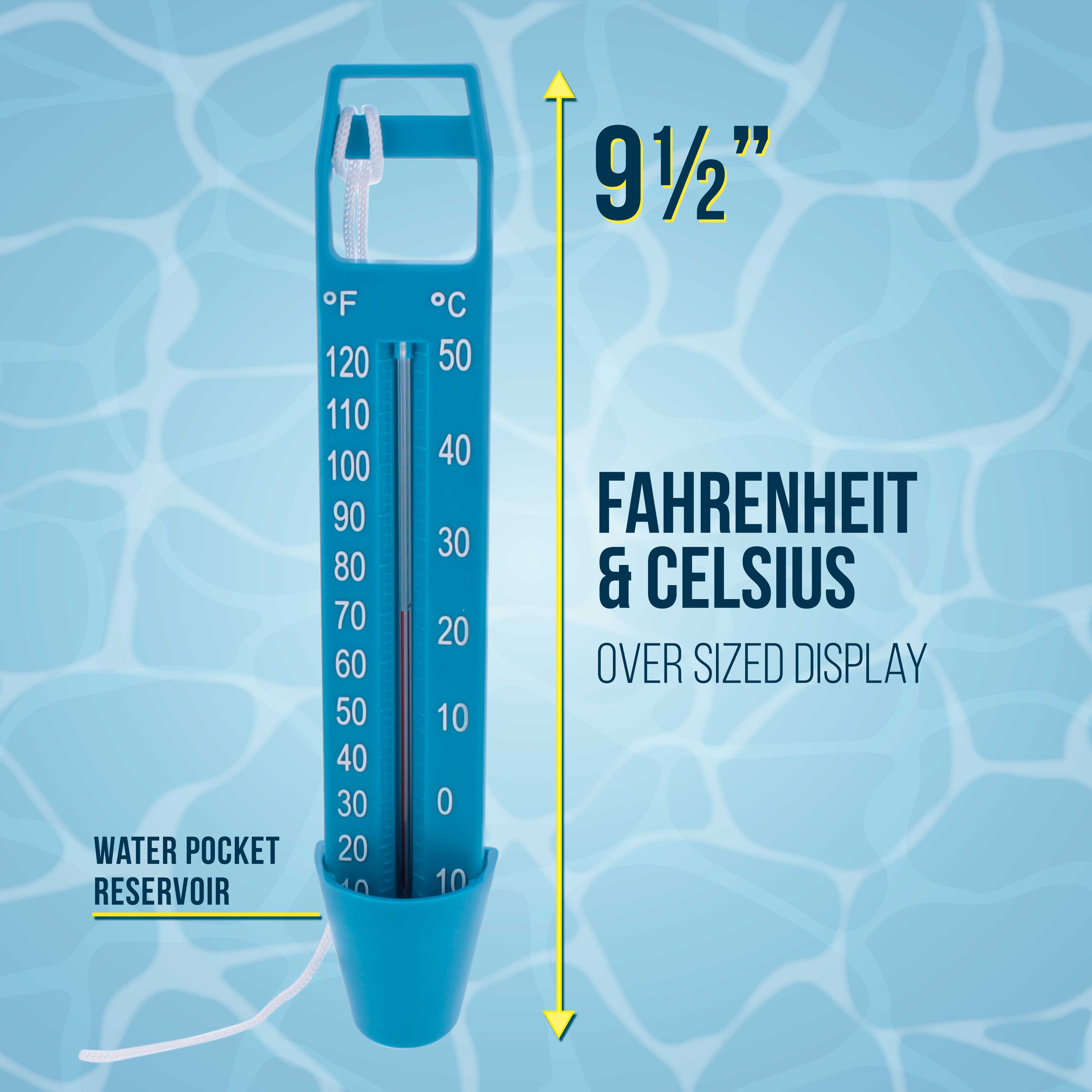 U.S. Pool Supply® Jumbo Easy-to-Read Pool Thermometer - Floating & Digital Temperature Gauge for Swimming Pools, Hot Tubs & Spas | Perfect for Summer Swimming & Water Maintenance