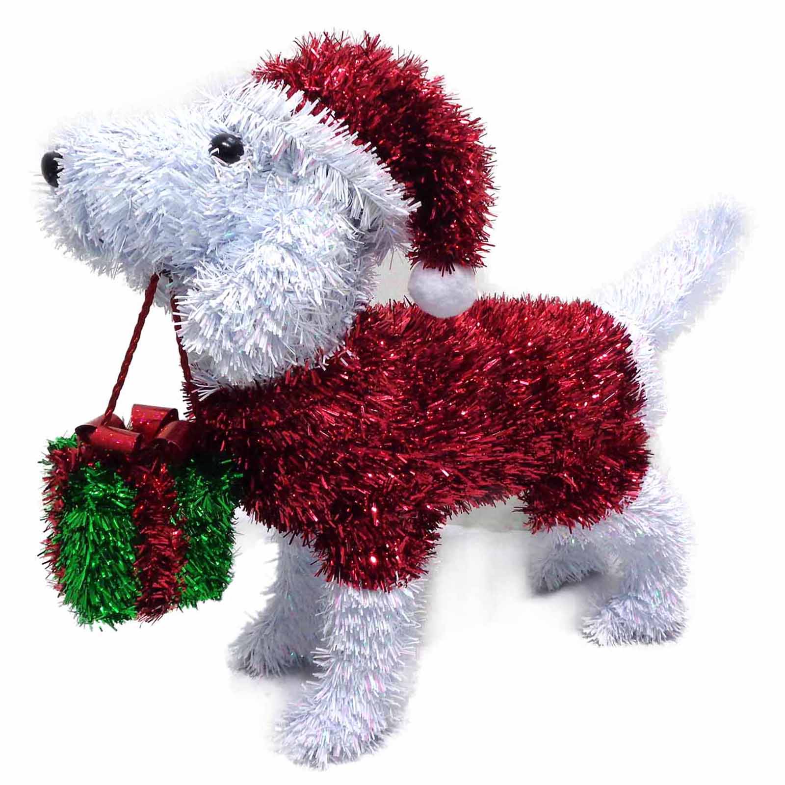 3D Christmas Dog Tinsel Decoration with Gift - Festive Holiday Tree Ornament for Pet Lovers, Perfect for Xmas Home Decor, Party & Gift Giving