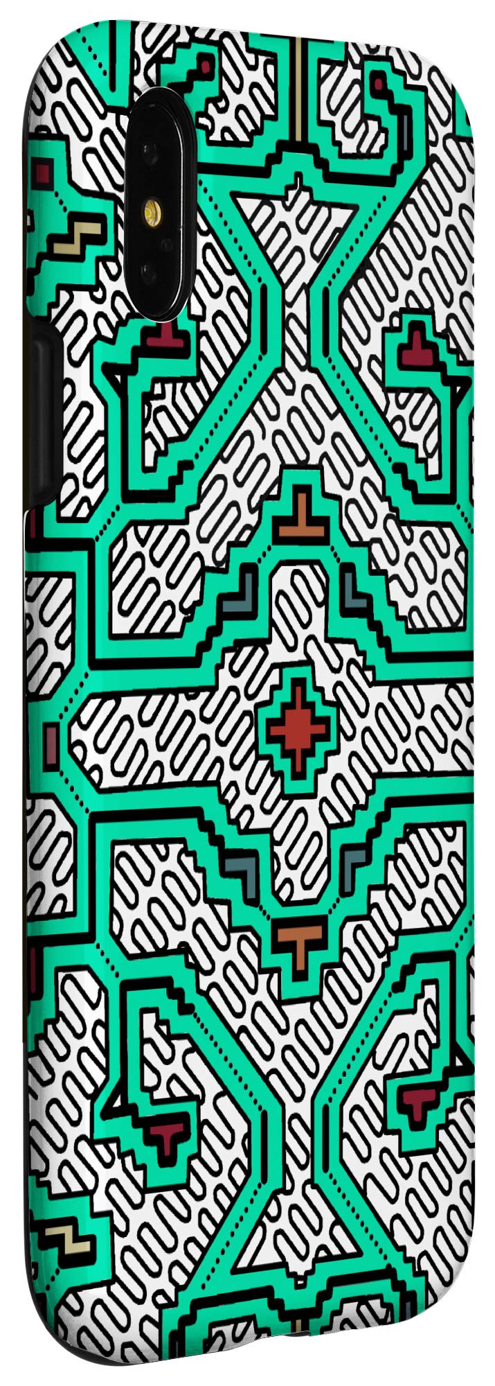 iPhone X/XS Tribal Pattern Case - Shipibo Conibo Inspired Amazon Rainforest Design, Durable Protective Cover for Daily Use & Travel