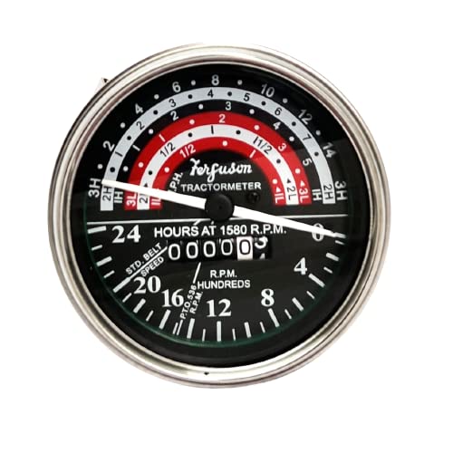 Premium Massey Ferguson Tractor Tachometer - Counter/Anti Clockwise - Compatible with MF 35, 133, 135, 140 - Durable & Accurate RPM Gauge for Farming & Agricultural Equipment - Perfect for Field Work & Maintenance