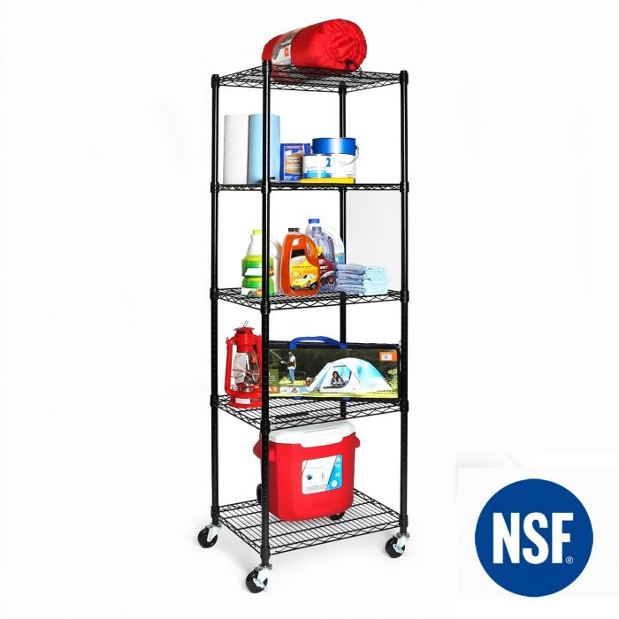 UltraDurable® 5-Tier NSF Certified Steel Shelving Unit - Heavy Duty Black Metal Storage Rack for Garage, Warehouse, Kitchen & Pantry Organization