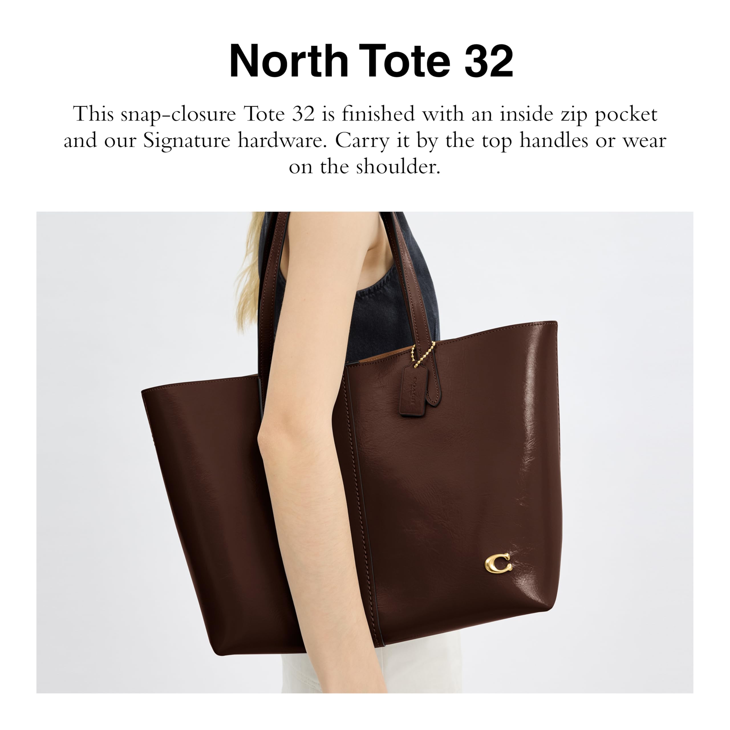 Coach North Tote 32 - Genuine Leather Shoulder Bag for Women | Stylish Work & Travel Tote | Perfect for Office, Commute & Weekend Getaways
