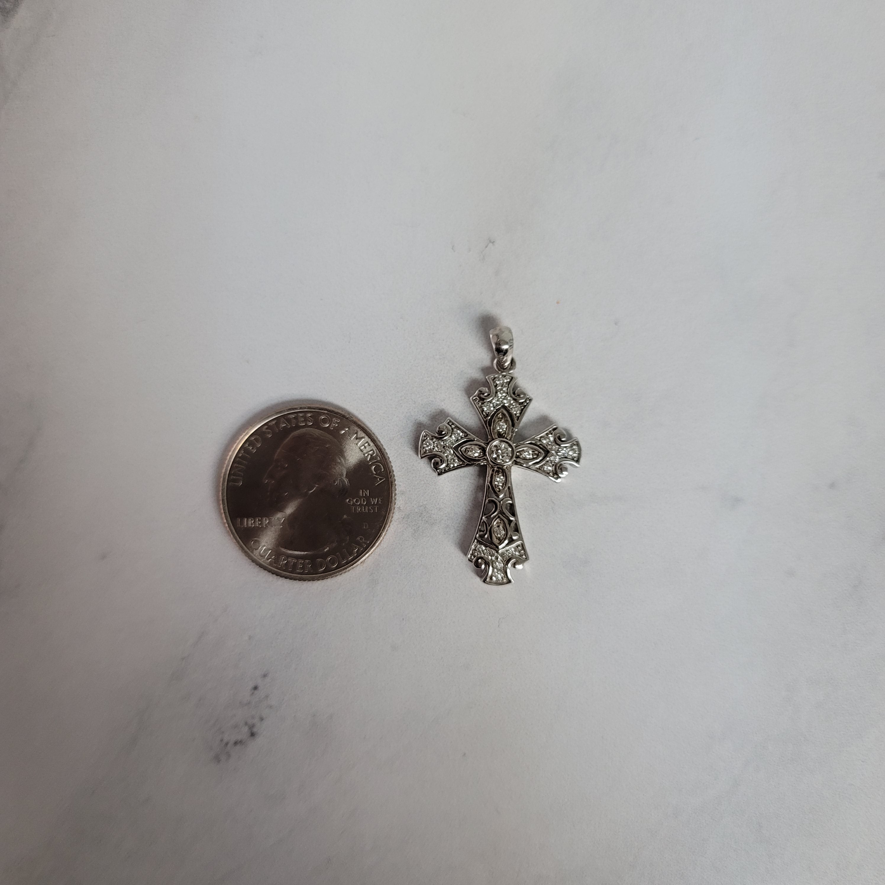 Celtic Irish Diamond Cross Pendant .39cttw 14k White Gold - Elegant Religious Jewelry for Women, Perfect for Baptism, Confirmation & Special Occasions