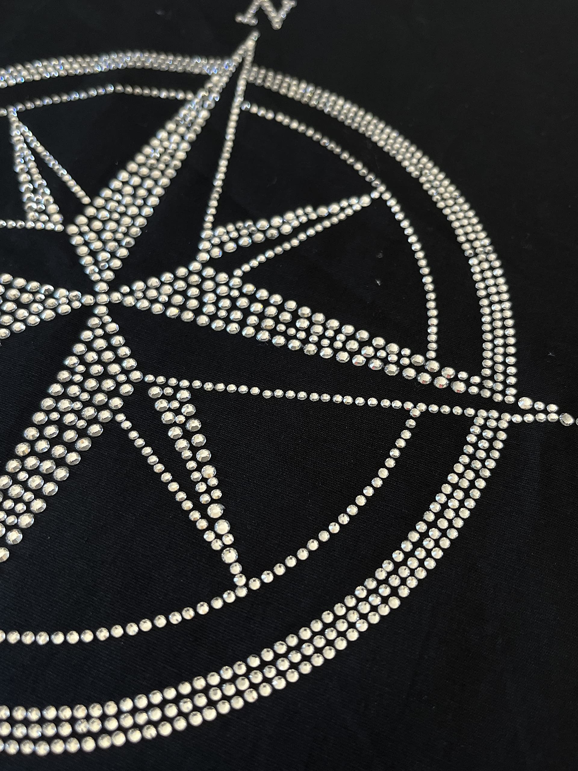 Crystal Compass Design Iron-On Patch - Heat Transfer Decal for DIY Clothing & Accessories - Perfect for Jackets, Hats, Bags & Outdoor Gear