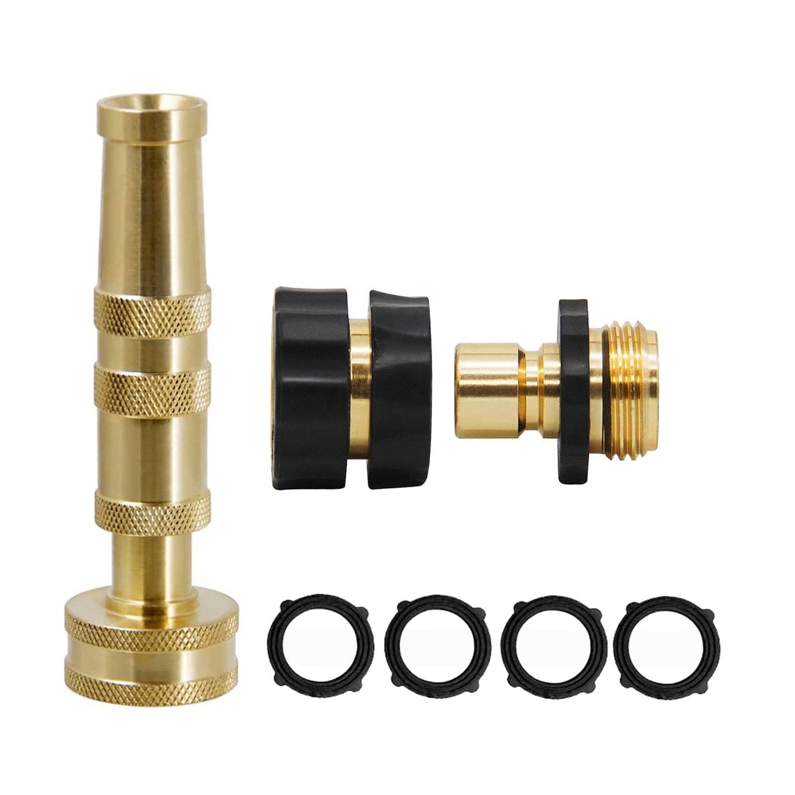 Heavy Duty Solid Brass Quick Connect Garden Hose Nozzle - 4