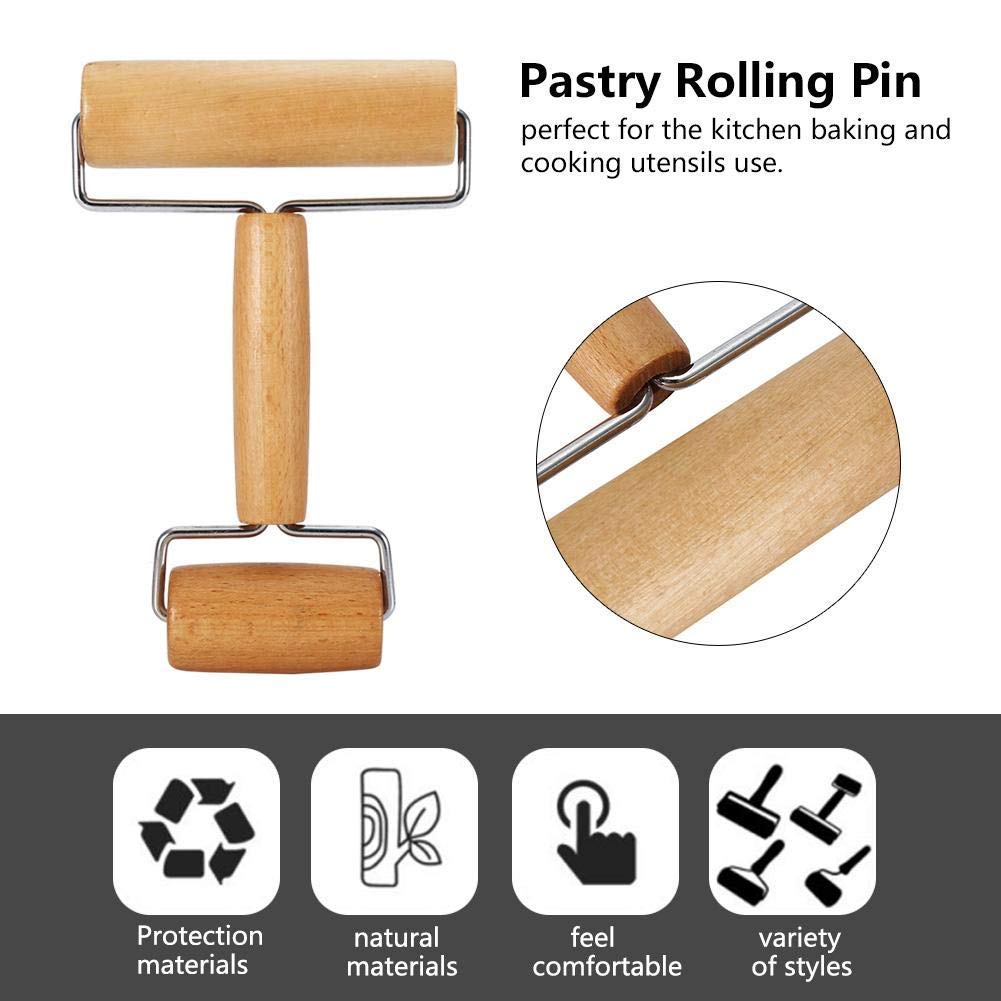 Mini Wooden Rolling Pin for Pizza Dough, Pastry, Cookies & Fondant - Perfect for Baking, Egg Tarts, Noodles & Homemade Pizza Making (Style 1)