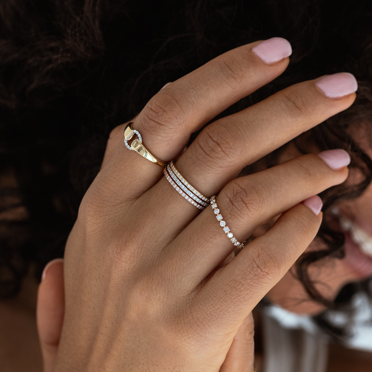 Diamond Stackable Eternity Bands for Women - 14K Gold Wedding Rings Set - Perfect for Anniversary, Engagement & Everyday Elegance