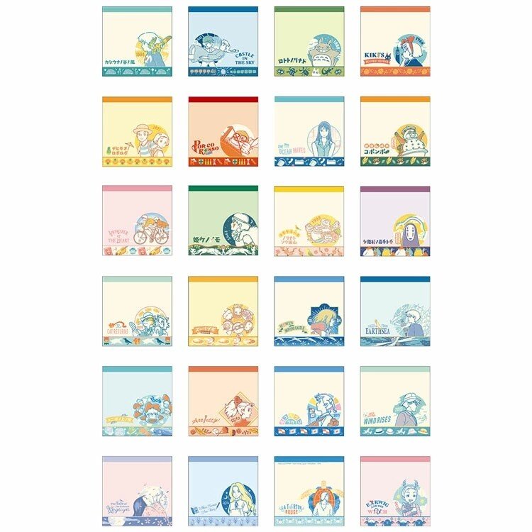 Studio Ghibli 24 Classic Movie Surprise Memo Pad Set - Spirited Away, My Neighbor Totoro, Howl's Moving Castle - Perfect for Office, School & Gift Giving