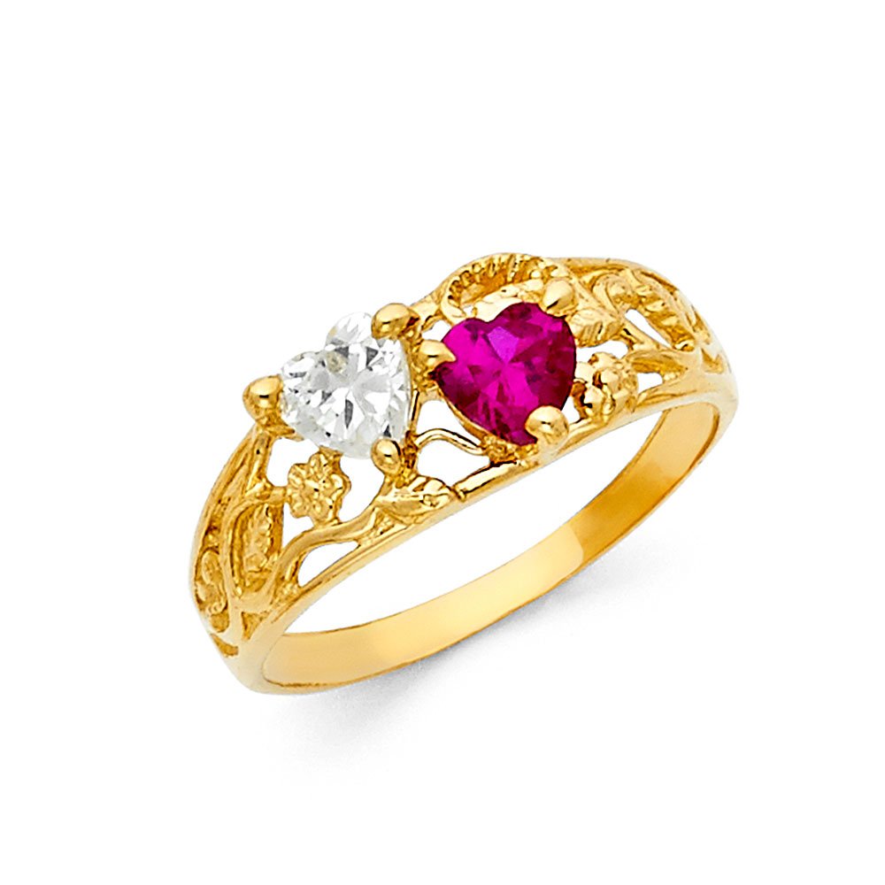 FB Jewels 14K Yellow Gold Cubic Zirconia CZ Ring for Women - Elegant Mothers Day Gift, Anniversary Jewelry, Wedding Band - Perfect for Special Occasions & Everyday Wear