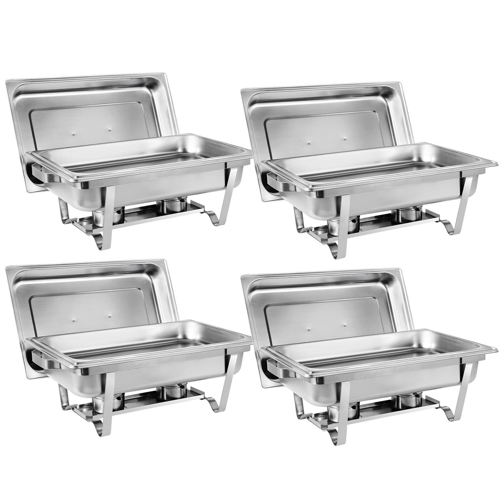 ALIDAM 8 Qt Stainless Steel Chafing Dish Buffet Set - 4 Pack Rectangular Warming Trays with Lids | Commercial Catering Equipment for Buffets, Parties & Food Service | Perfect for Weddings, Banquets & Restaurants