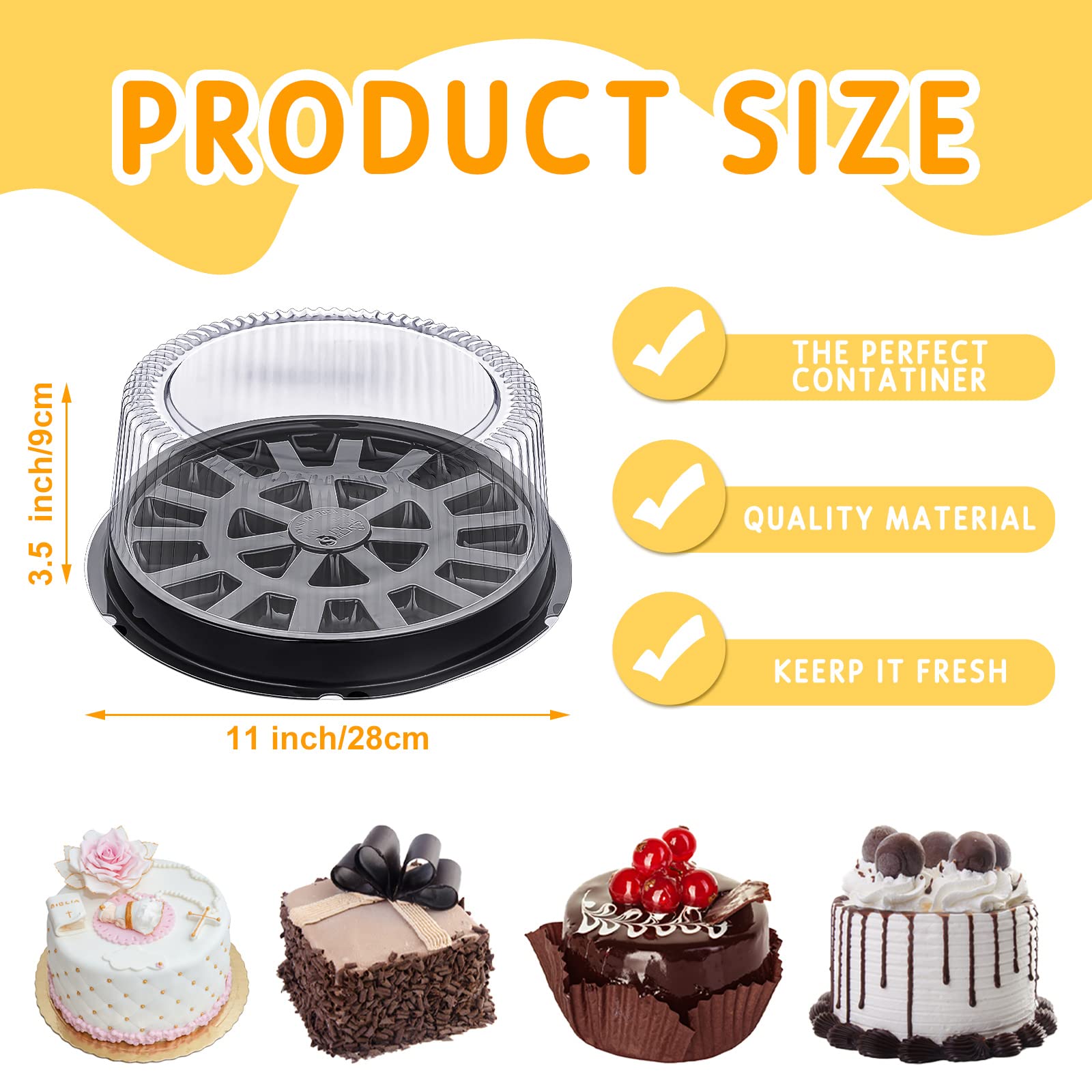 30-Piece 11-Inch Round Plastic Cake Containers with Lids | Disposable PET Food Storage Containers for Cakes, Desserts & Baking | Perfect for Transport, Parties, Catering & Bakery Use